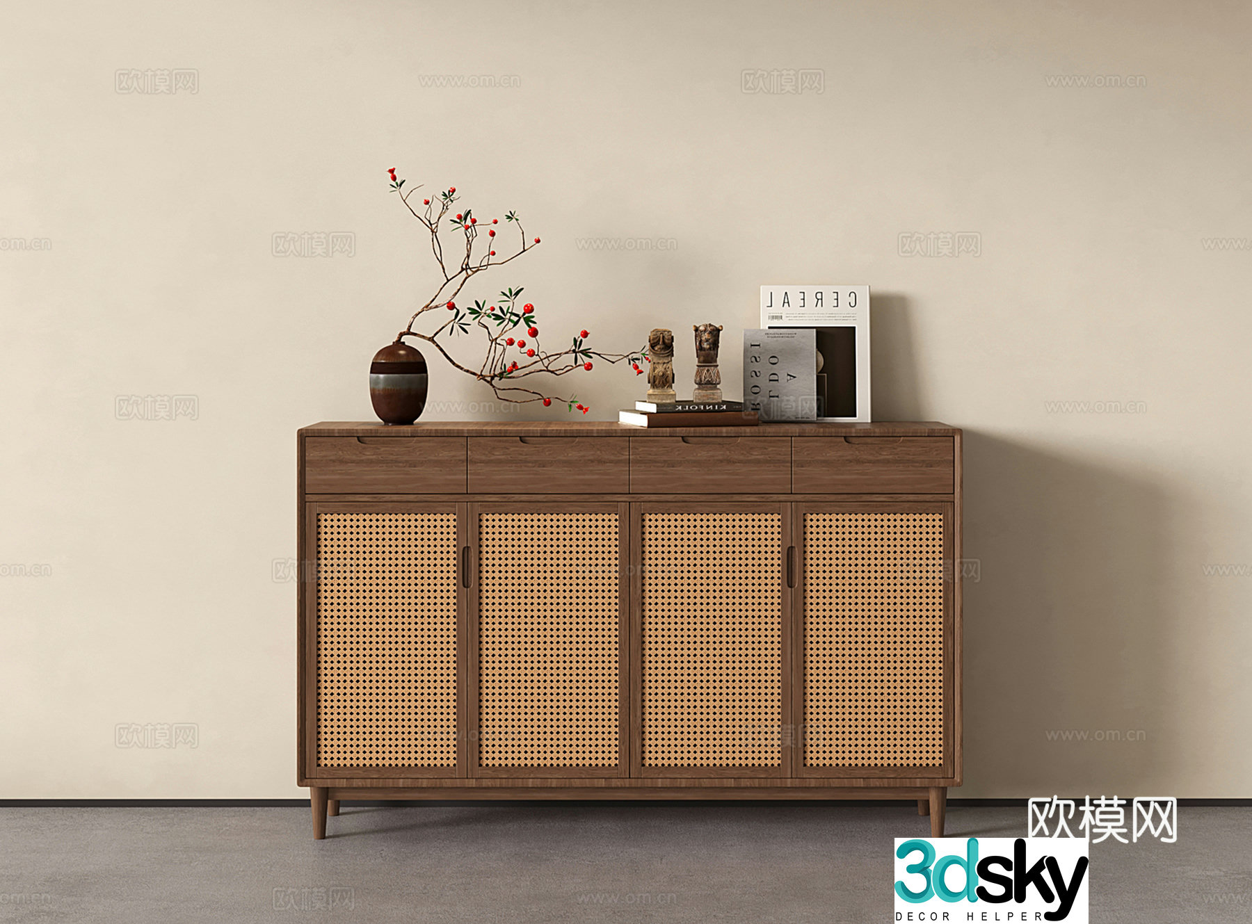 Wasabi Middle Style Side Cabinet Side Cabinet Decoration Cabinet Storage Cabinet 3D Model