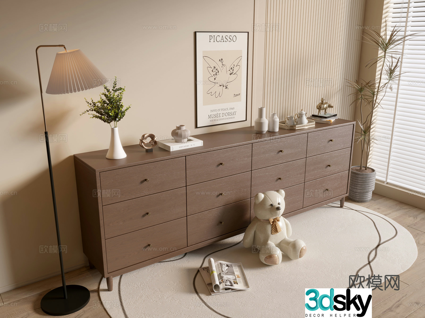 Modern wood grain cabinet minimalist wind cabinet whole cabinet sideboard cabinet balcony cabinet storage cabinet 3d model
