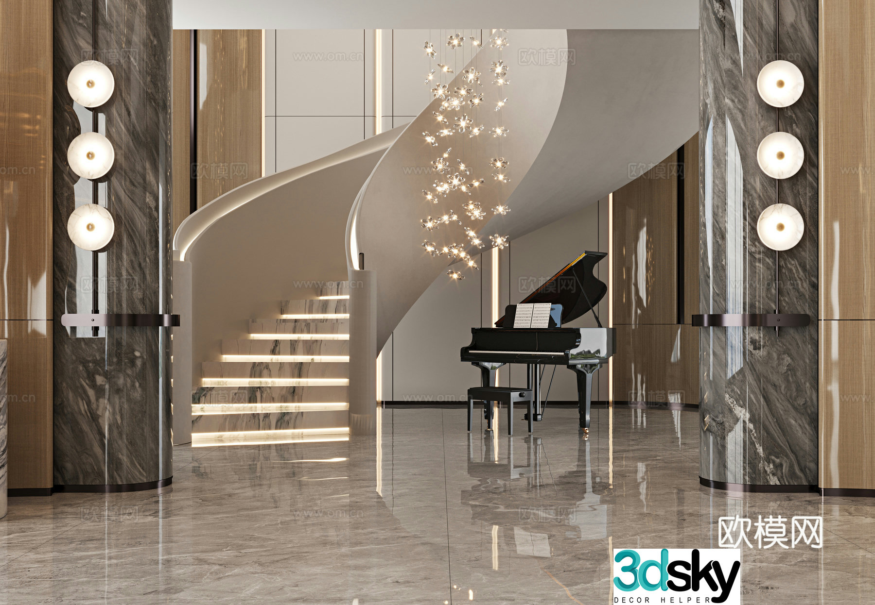 Modern stairwell 3d model