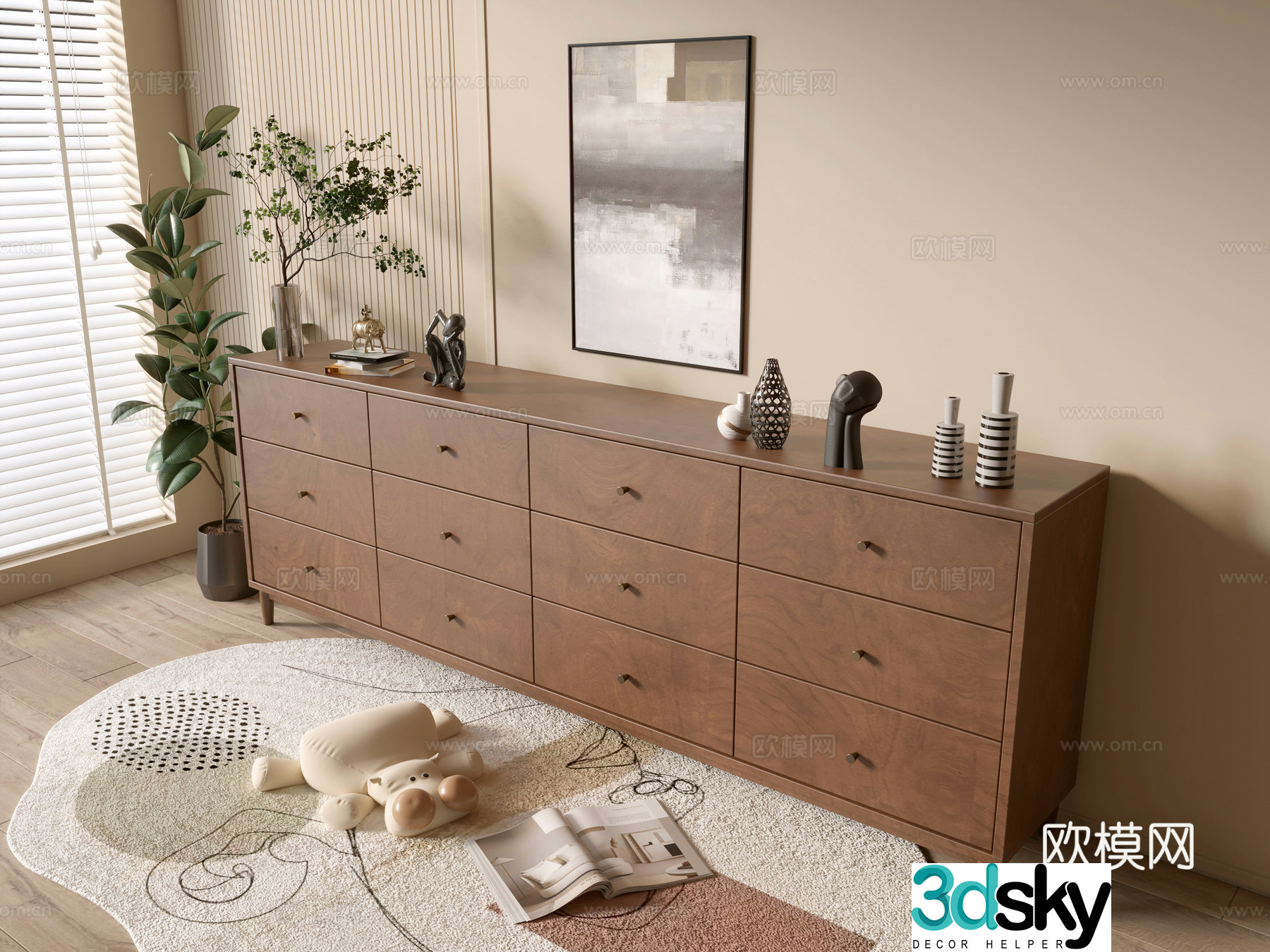 Modern wood grain cabinet minimalist wind cabinet whole cabinet sideboard cabinet balcony cabinet storage cabinet 3d model