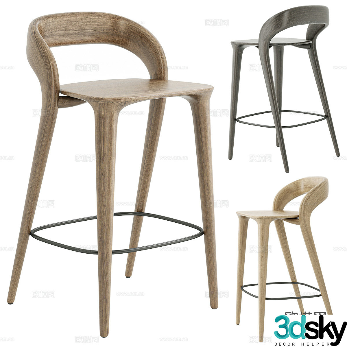 Solid wood bar chair Wooden bar chair Bar chair Leisure bar chair Bar chair Combination Outdoor bar chair Indoor 3D model