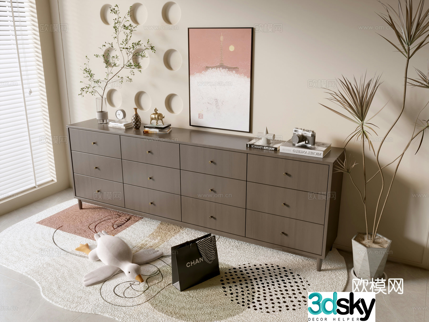 Modern wood grain cabinet minimalist wind cabinet whole cabinet sideboard cabinet balcony cabinet storage cabinet 3d model