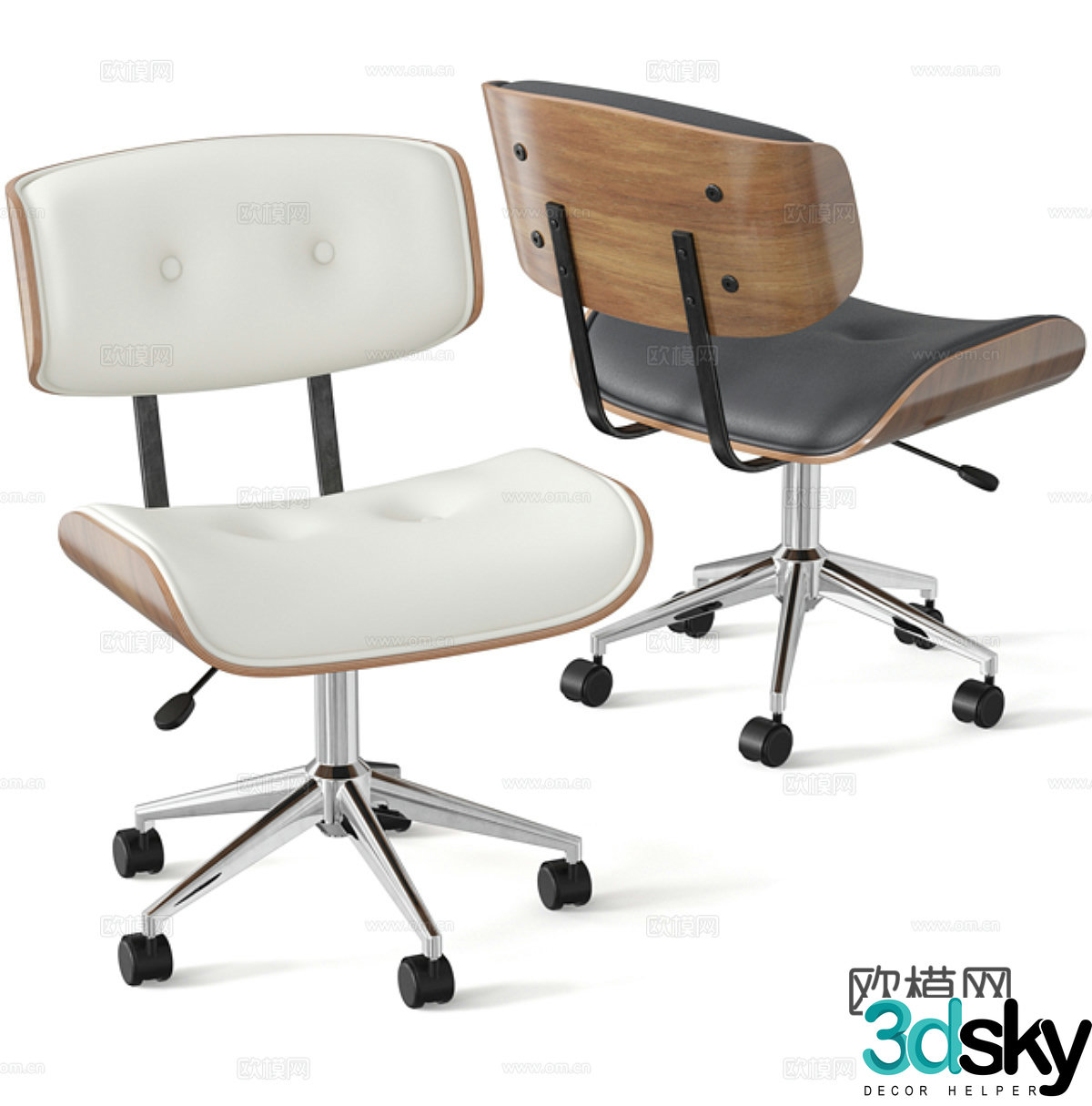 Fabric office chair leather office chair leather office chair leisure chair wheelchair rotating chair 3d model