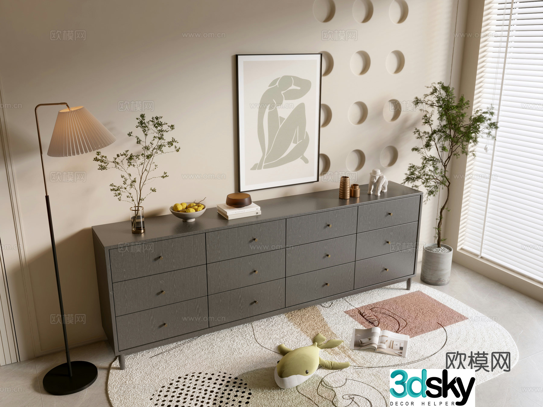 Modern black porch cabinet sideboard cabinet balcony cabinet storage cabinet entrance porch cabinet 3D model