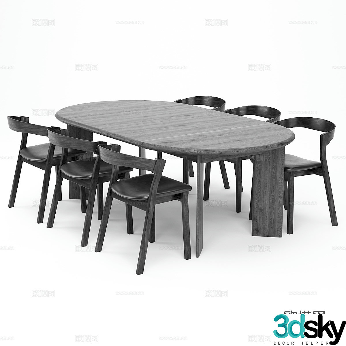 Solid wood dining table and chairs Retro dining table and chairs Classical dining table and chairs Outdoor dining table and chairs Garden dining table and chairs 3D model