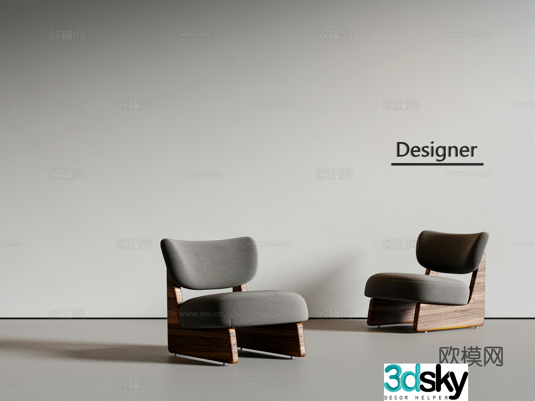 Medium style leisure chair sofa chair 3d model