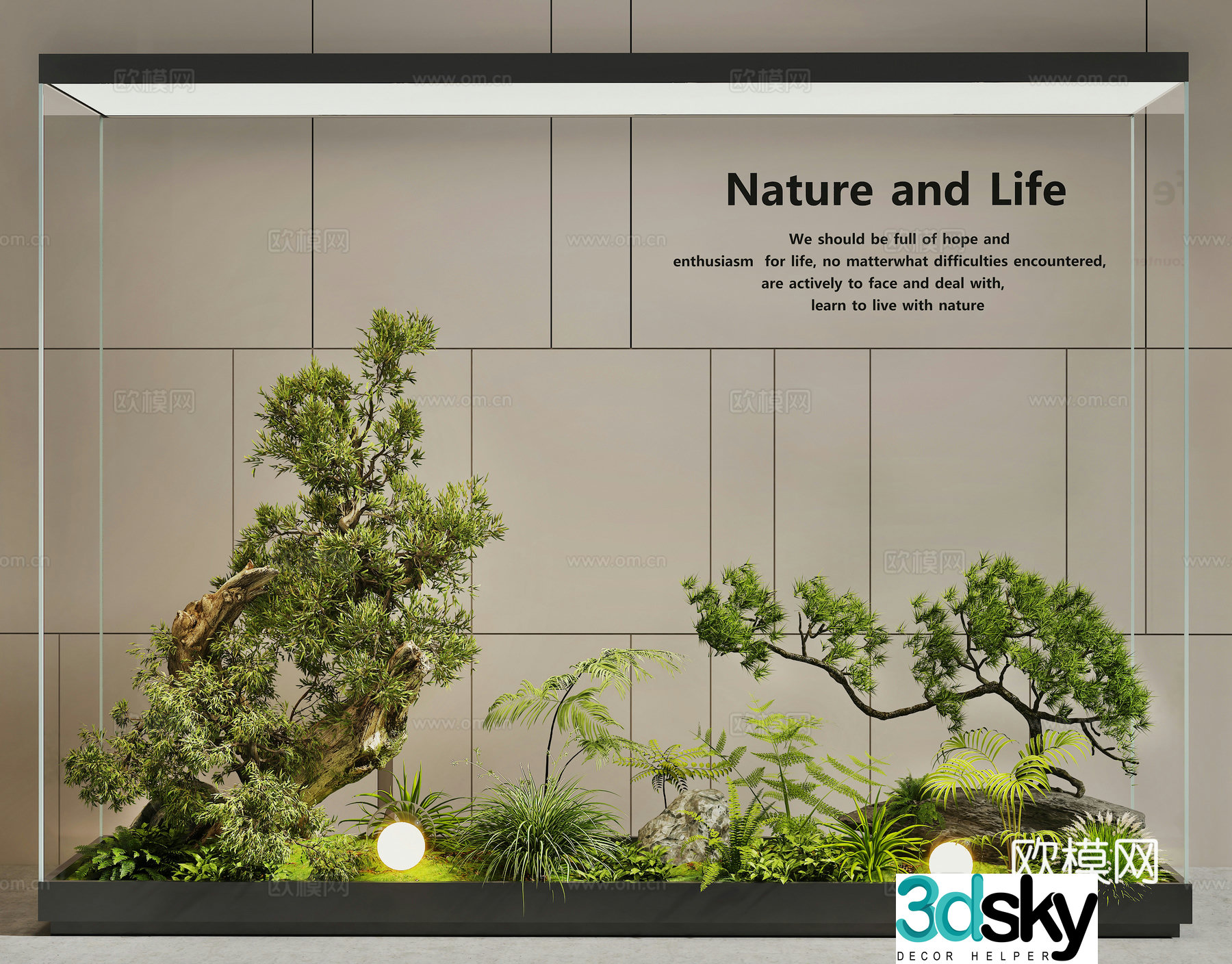 Modern interior landscape courtyard landscape plant pile landscape landscaping flower pond flower bed green plant combination 3D model