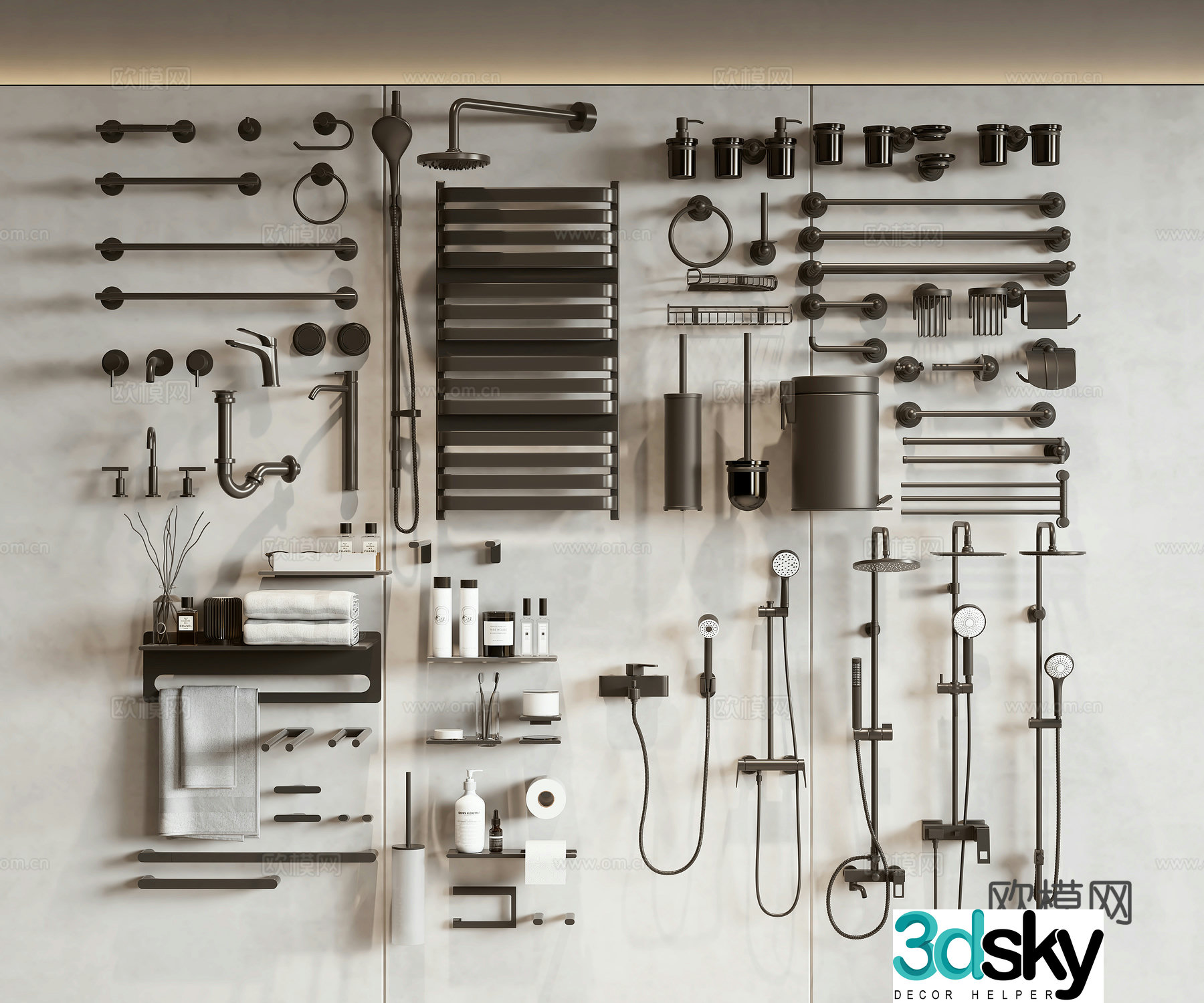Modern bathroom components 3D model