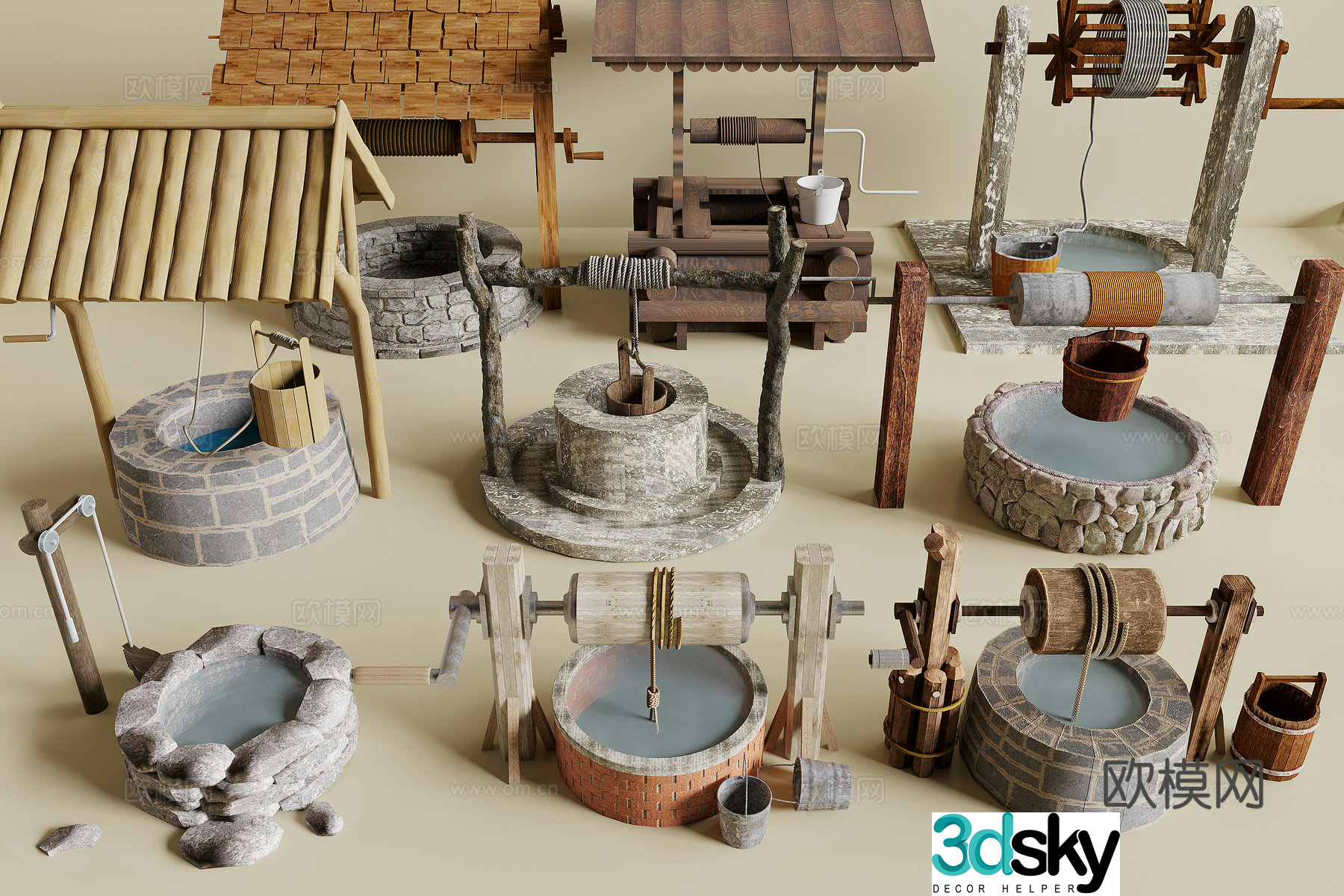 Chinese water well 3D model