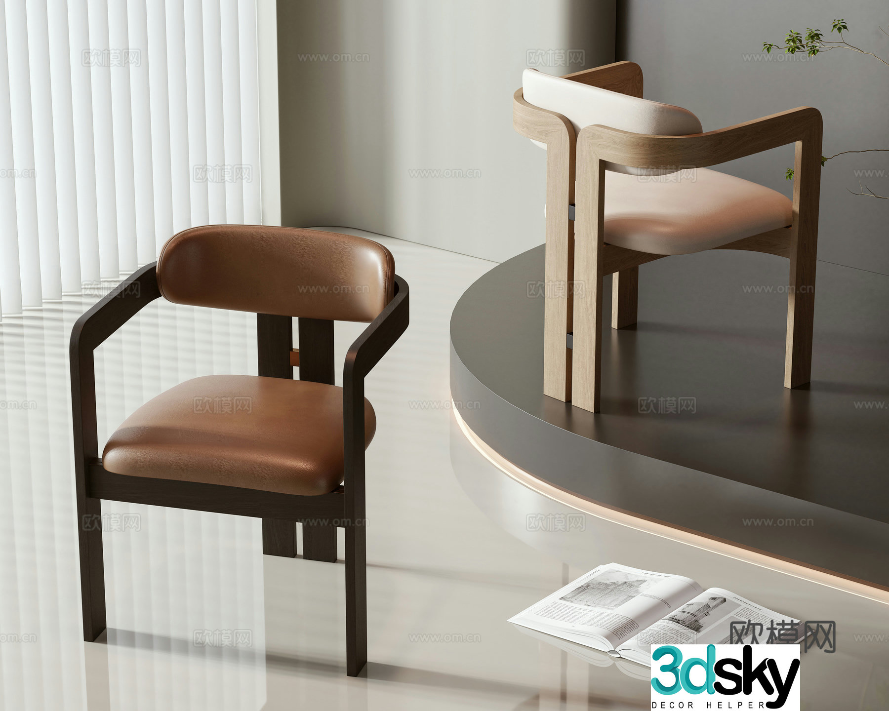 New Chinese single chair 3D model