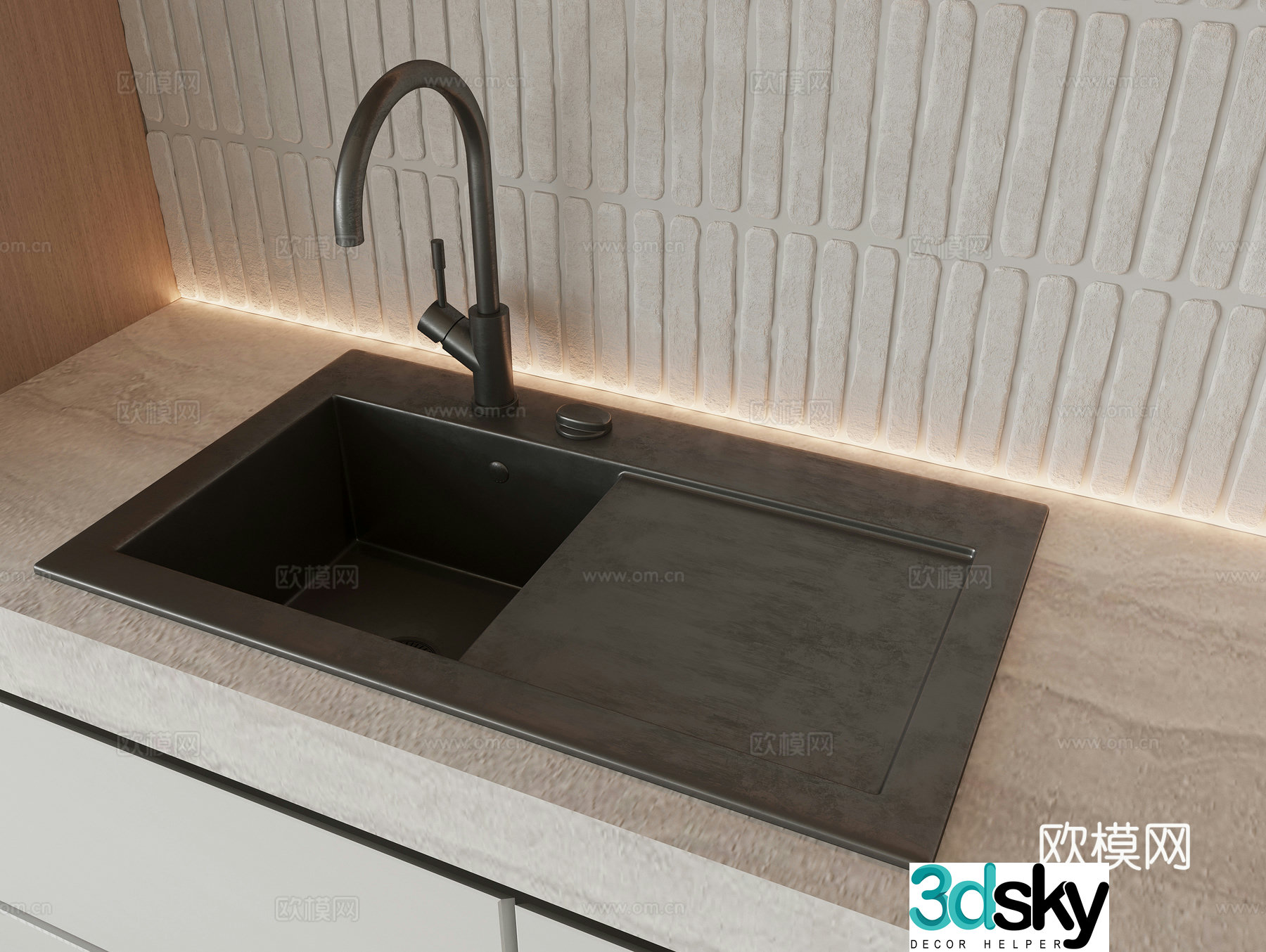 Stainless steel sink vegetable basin faucet 3D model