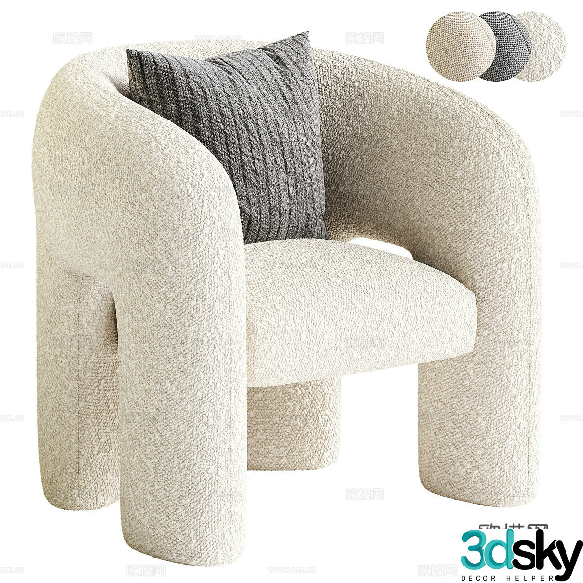 Modern Cream Style Bold Armchair 3d Model