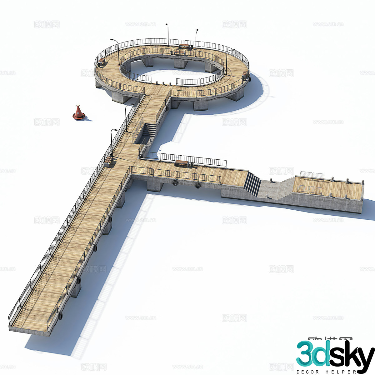 Modern modular piers Bridge 3D model