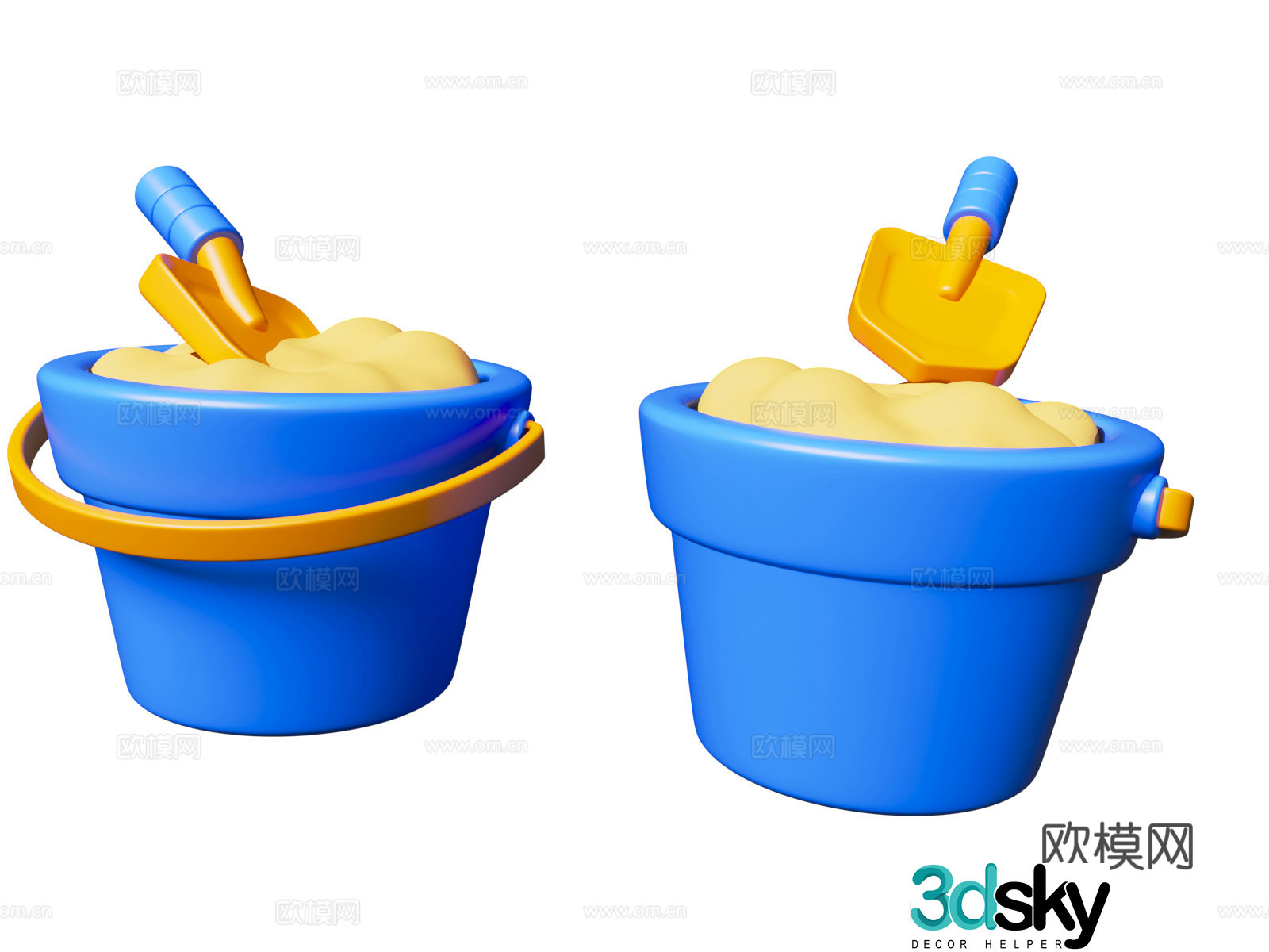 Sand digging cartoon summer beach vacation element theme vacation element 3d model