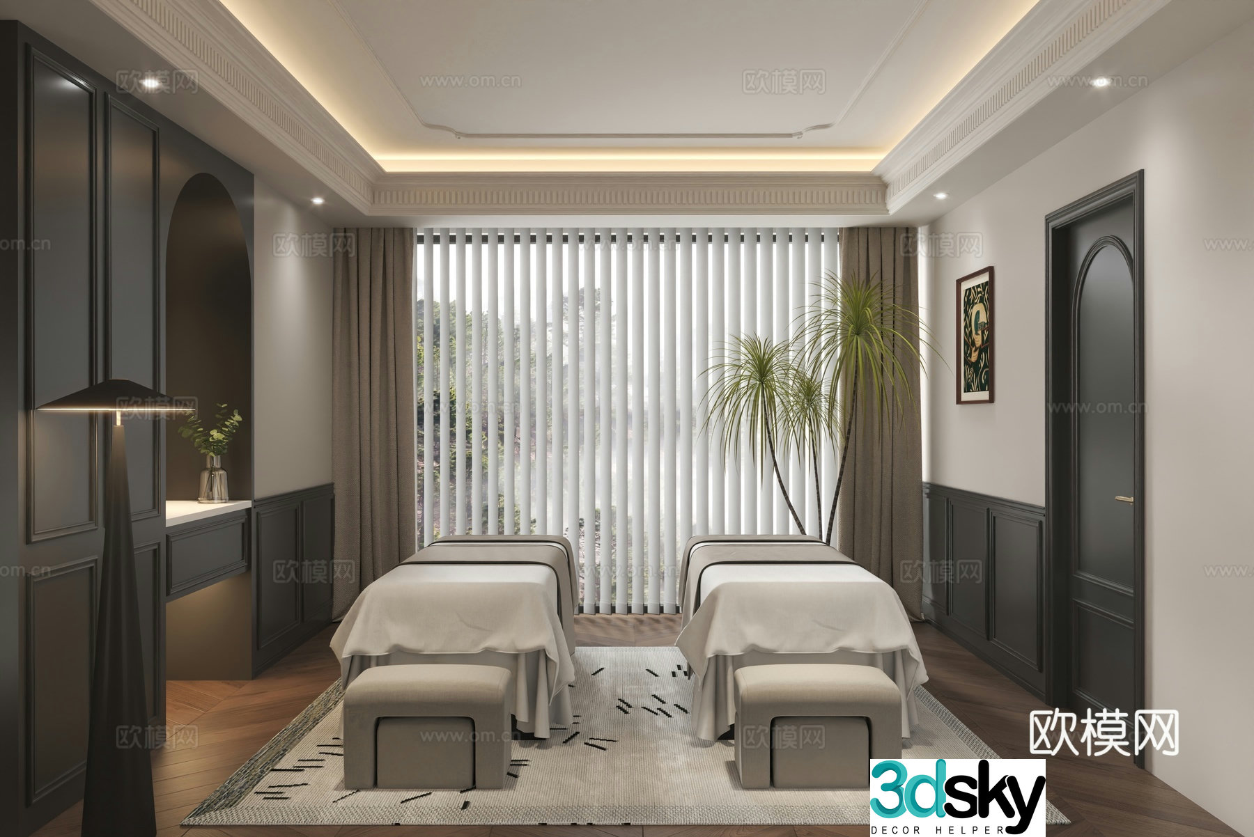 Modern French beauty salon_Beauty private room_Beauty bed_Beauty stool_Dream curtain 3D model