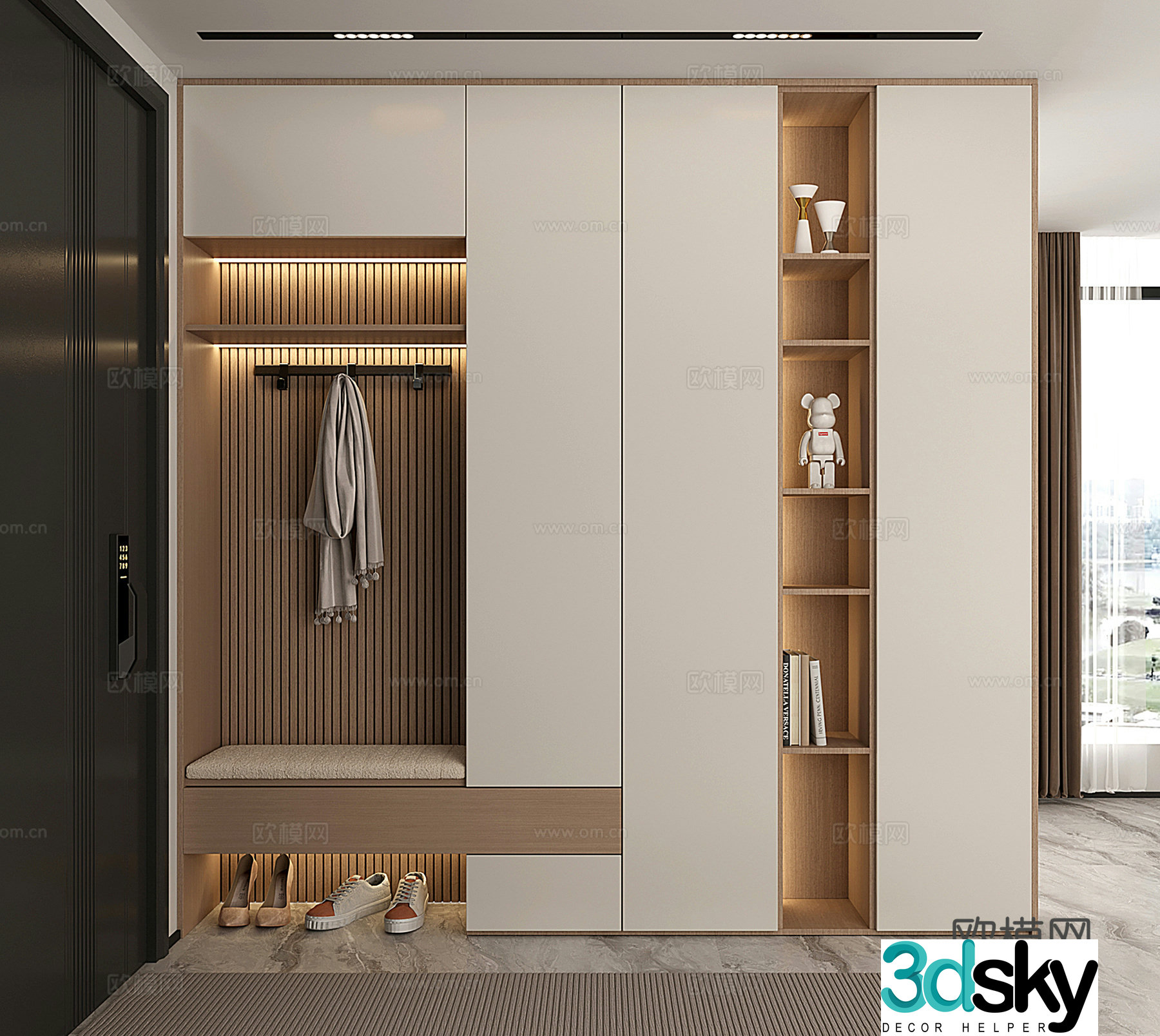 Modern shoe cabinet porch shoe cabinet 3D model of shoe cabinet