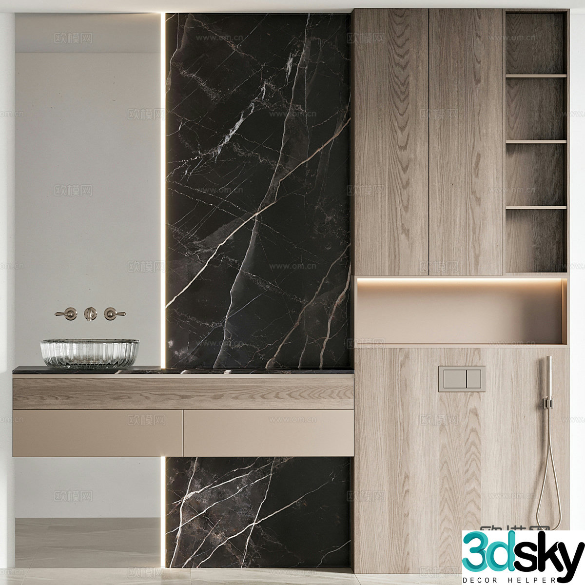 Modern minimalist bathroom cabinet 3d model