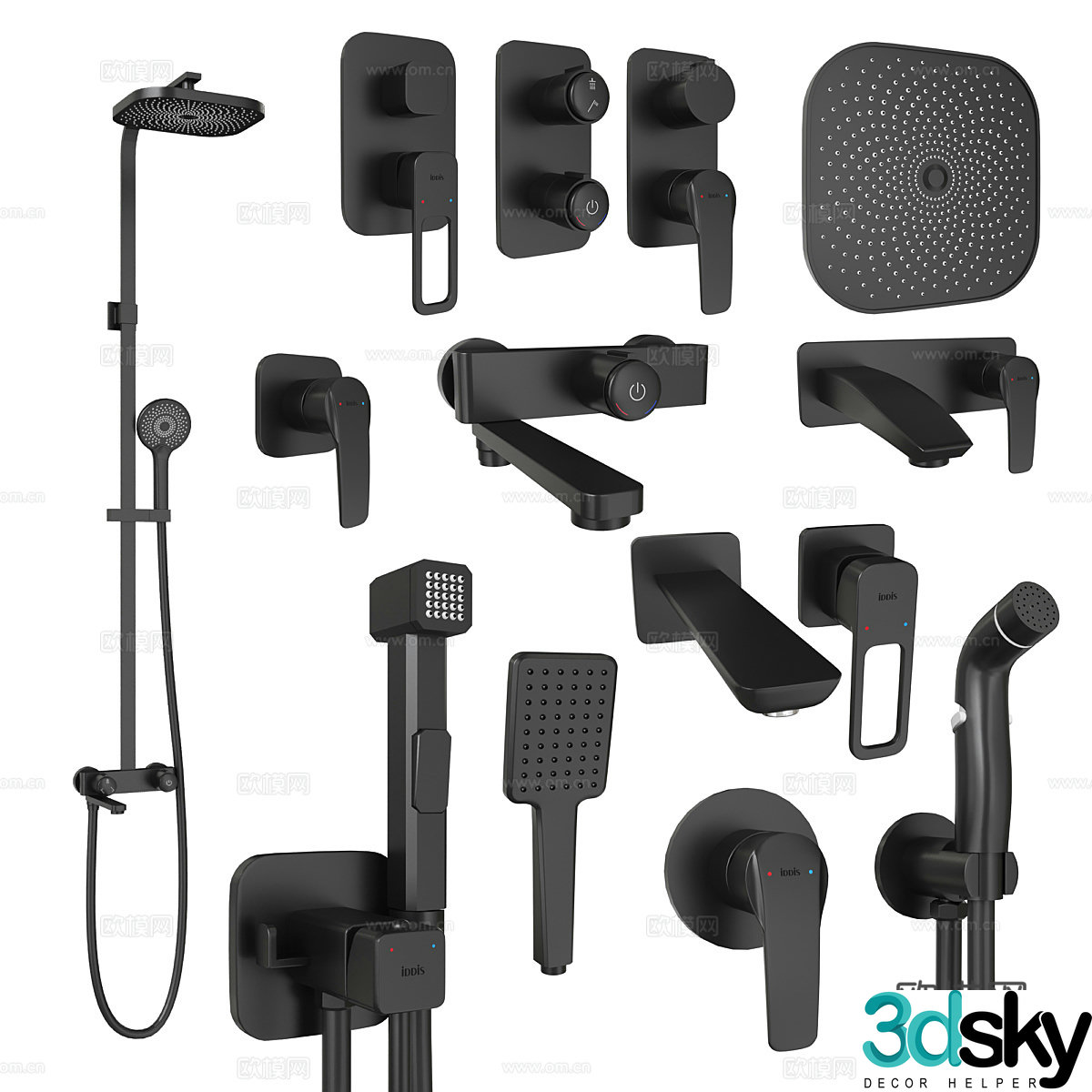 Modern shower faucet 3d model