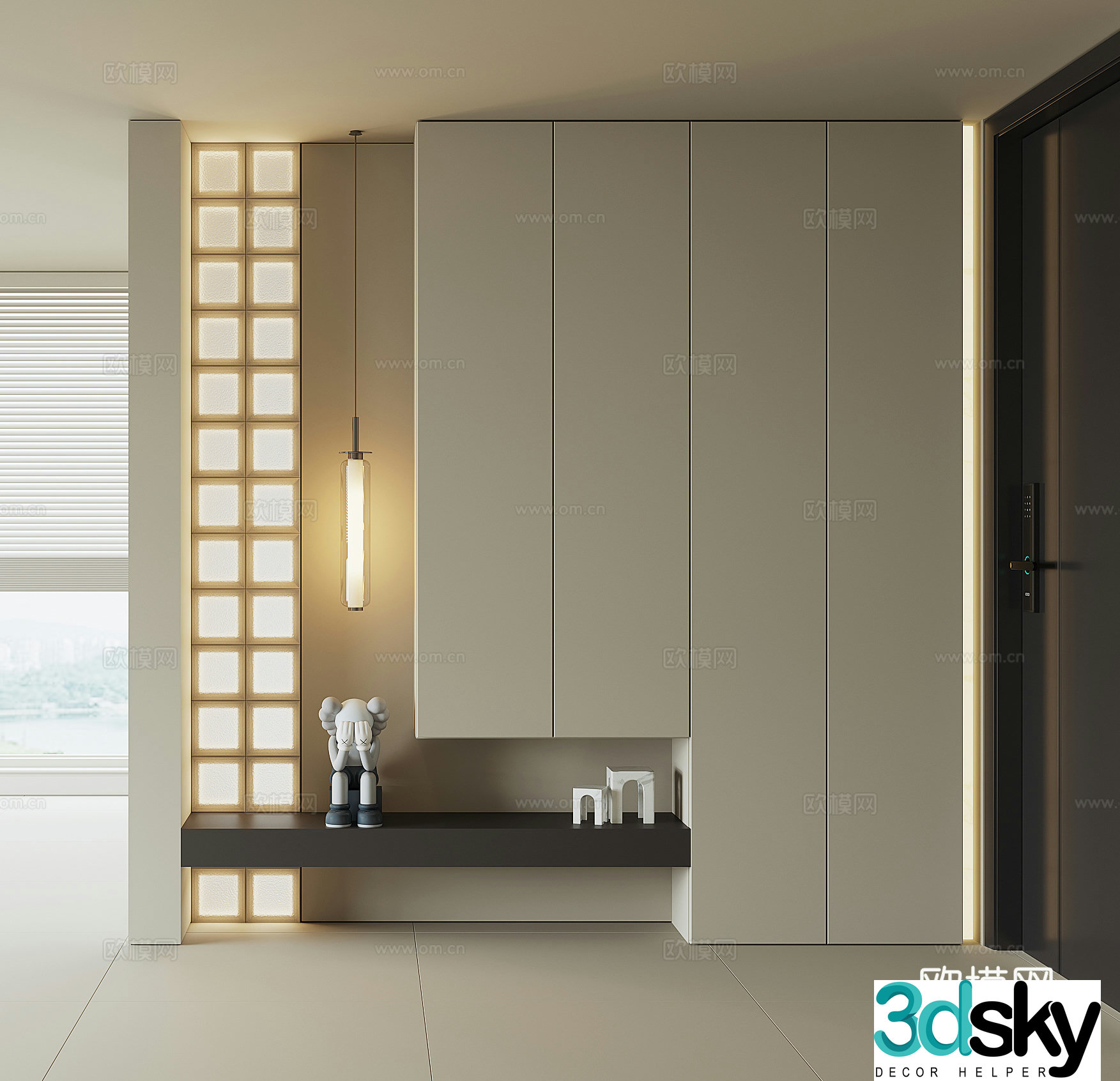 Modern home entrance shoe cabinet 3D model