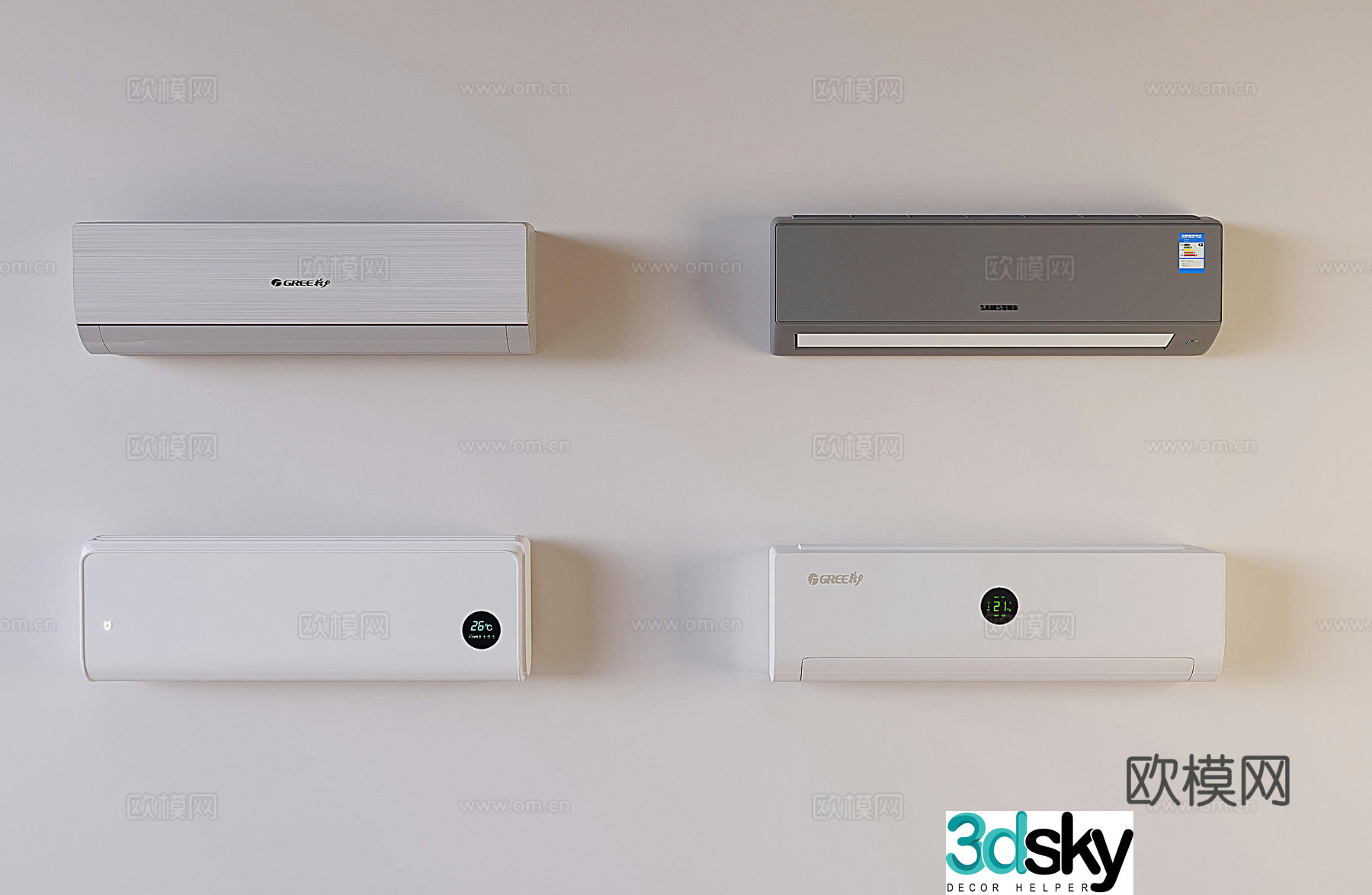 Wall-mounted air conditioner heating and frequency conversion smart air conditioner 3D model