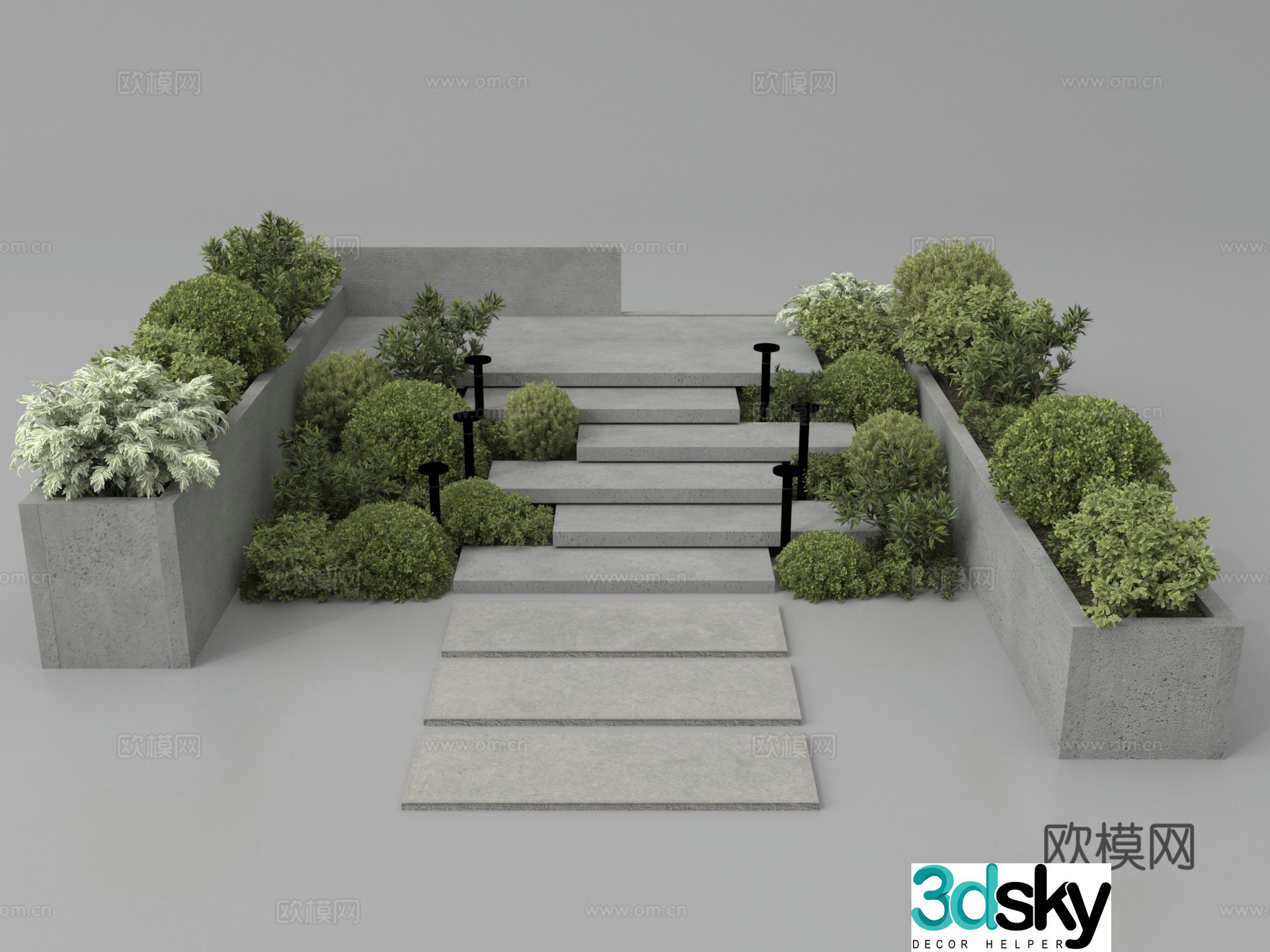 Landscape sketch Garden sketch Steps Plant Landscape 3D Model