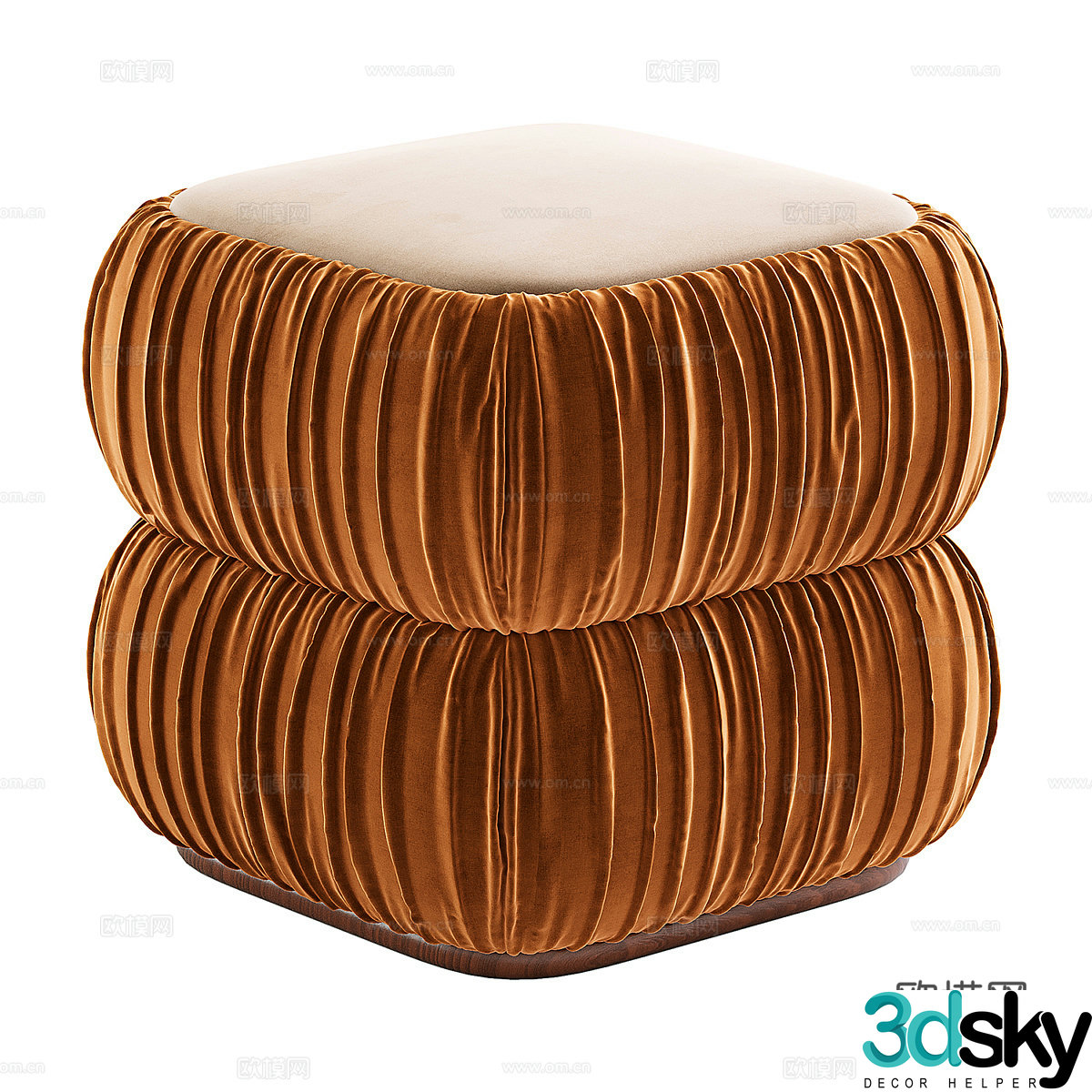 New Chinese style light luxury fabric stool footstool 3D model