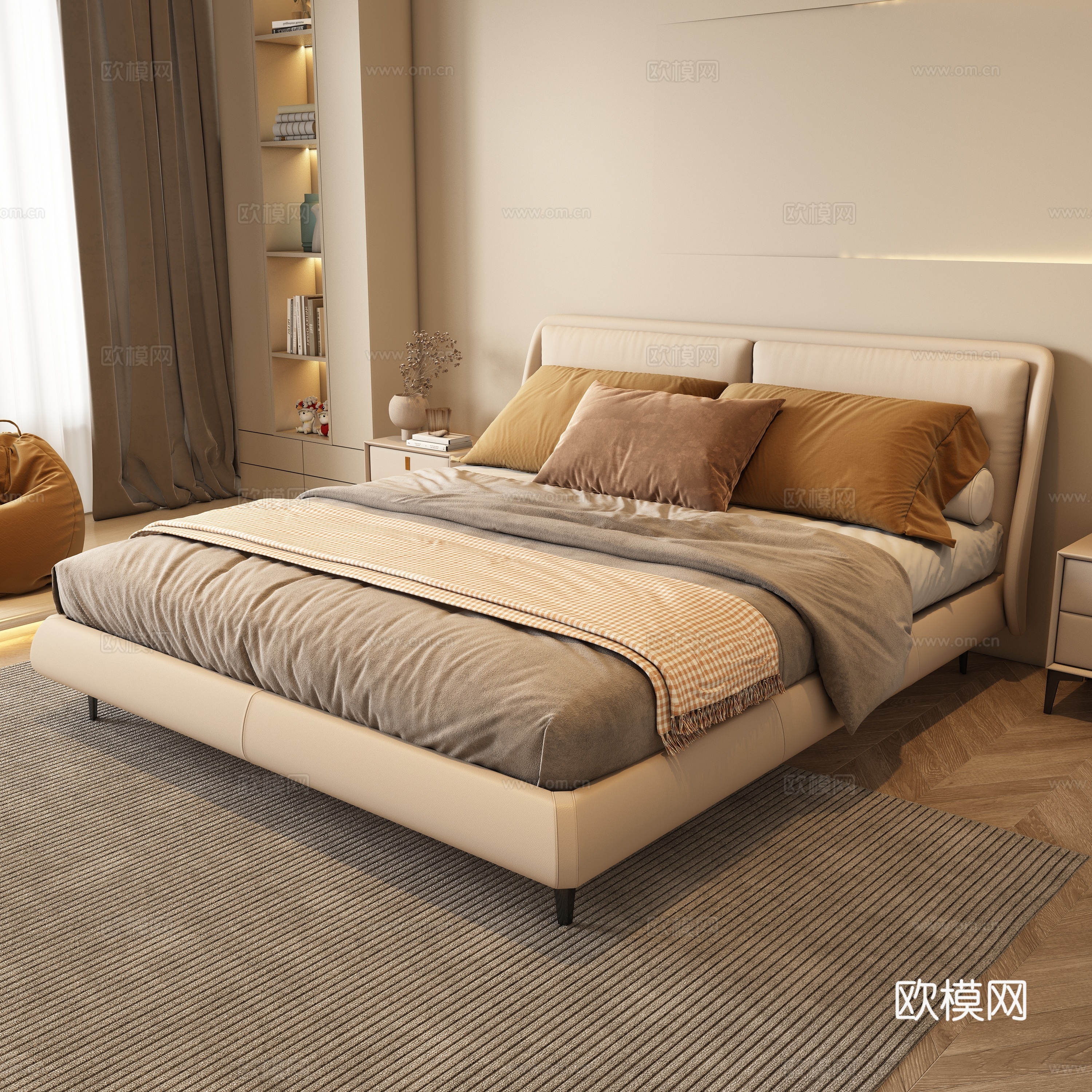 Modern double bed 3d model