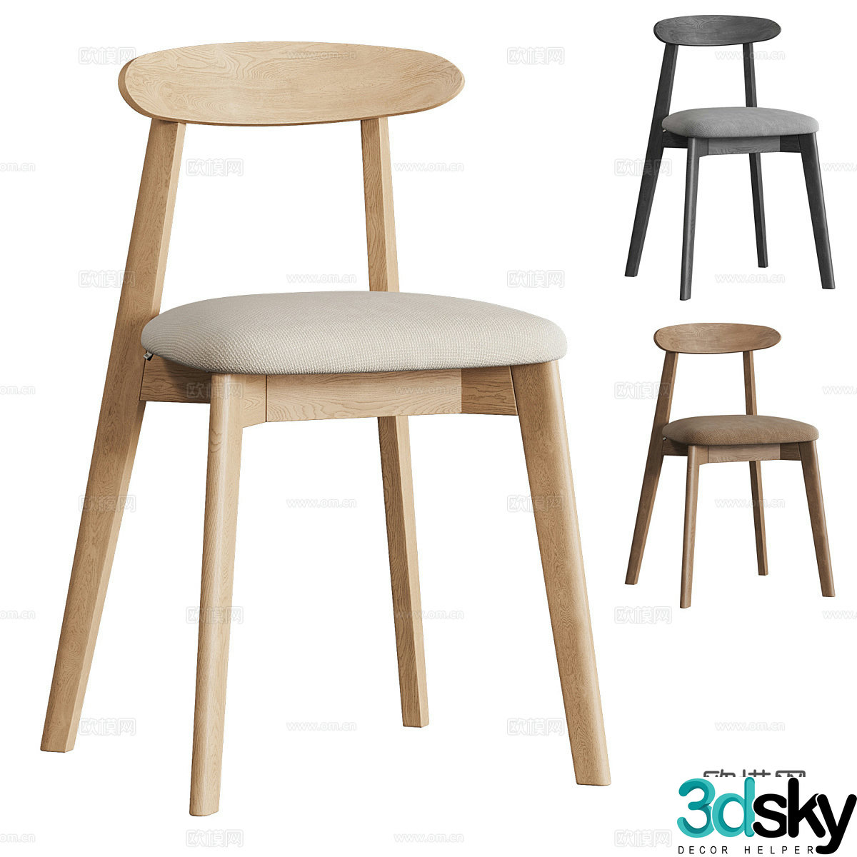 New Chinese single chair 3D model