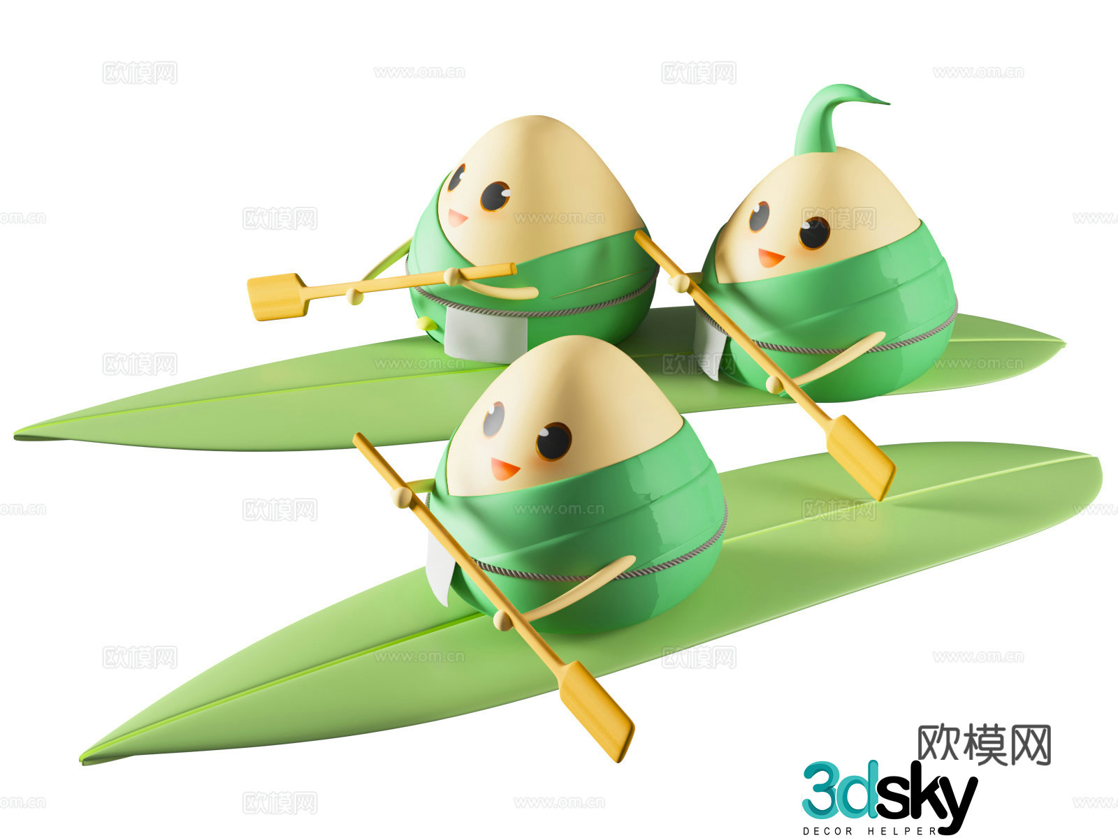 Dragon Boat Festival 3D Dragon Boat Festival Ancient style creative rice dumplings Cartoon rice dumplings Cartoon Dragon Boat Festival 3D model