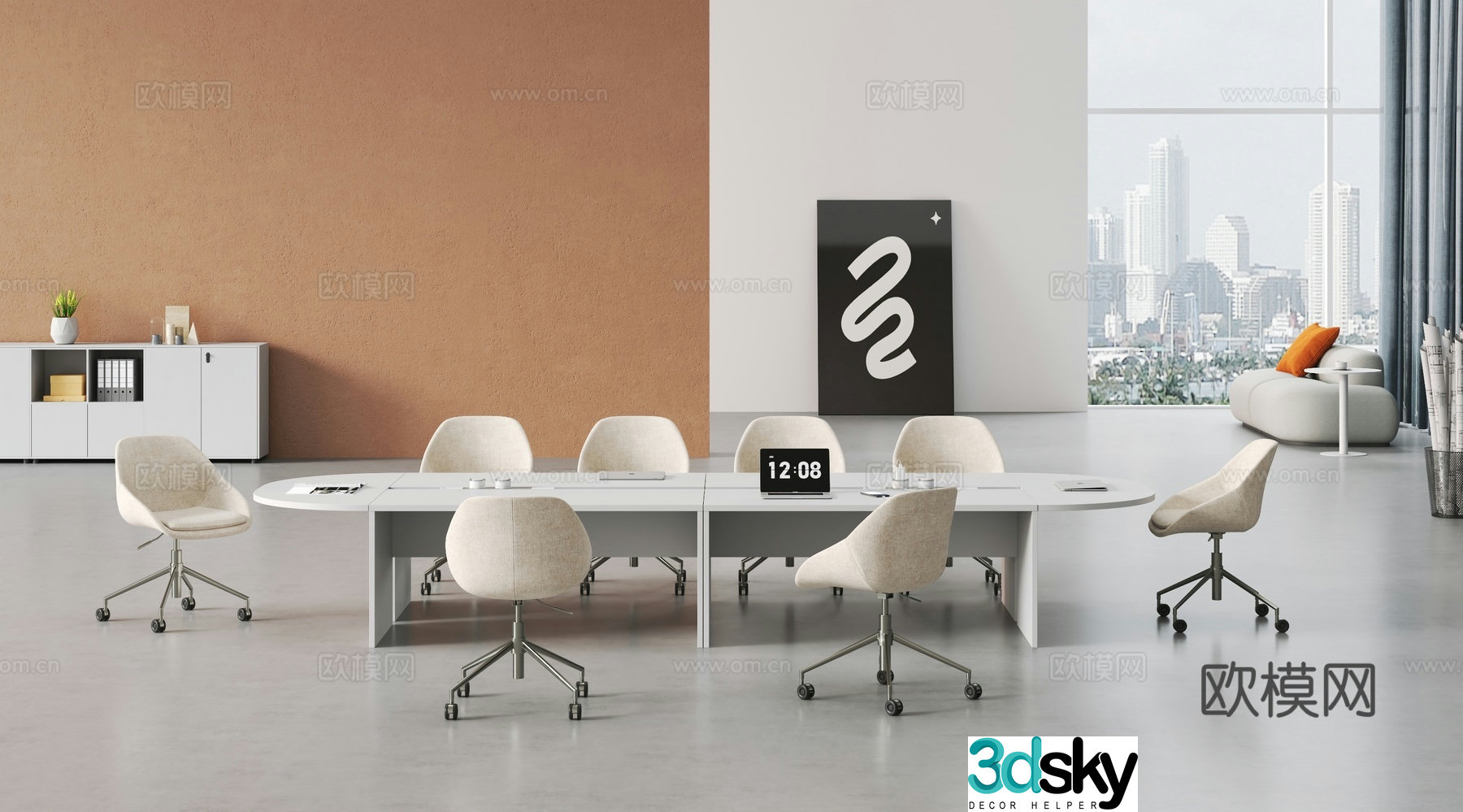 Modern office meeting combination 3d model
