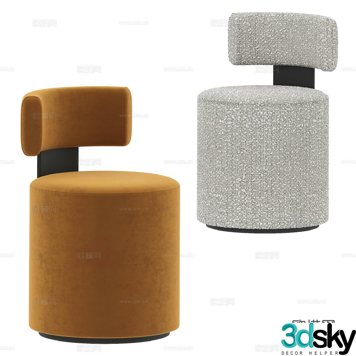 New Chinese style fabric leisure chair 3D model