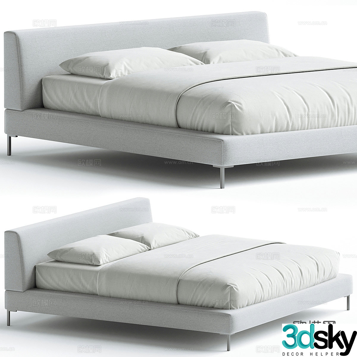 Charles Bed Antonio Modern Double Bed 3D Model