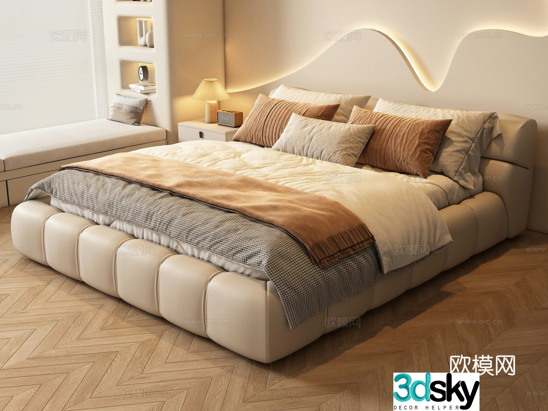 Modern double bed 3d model