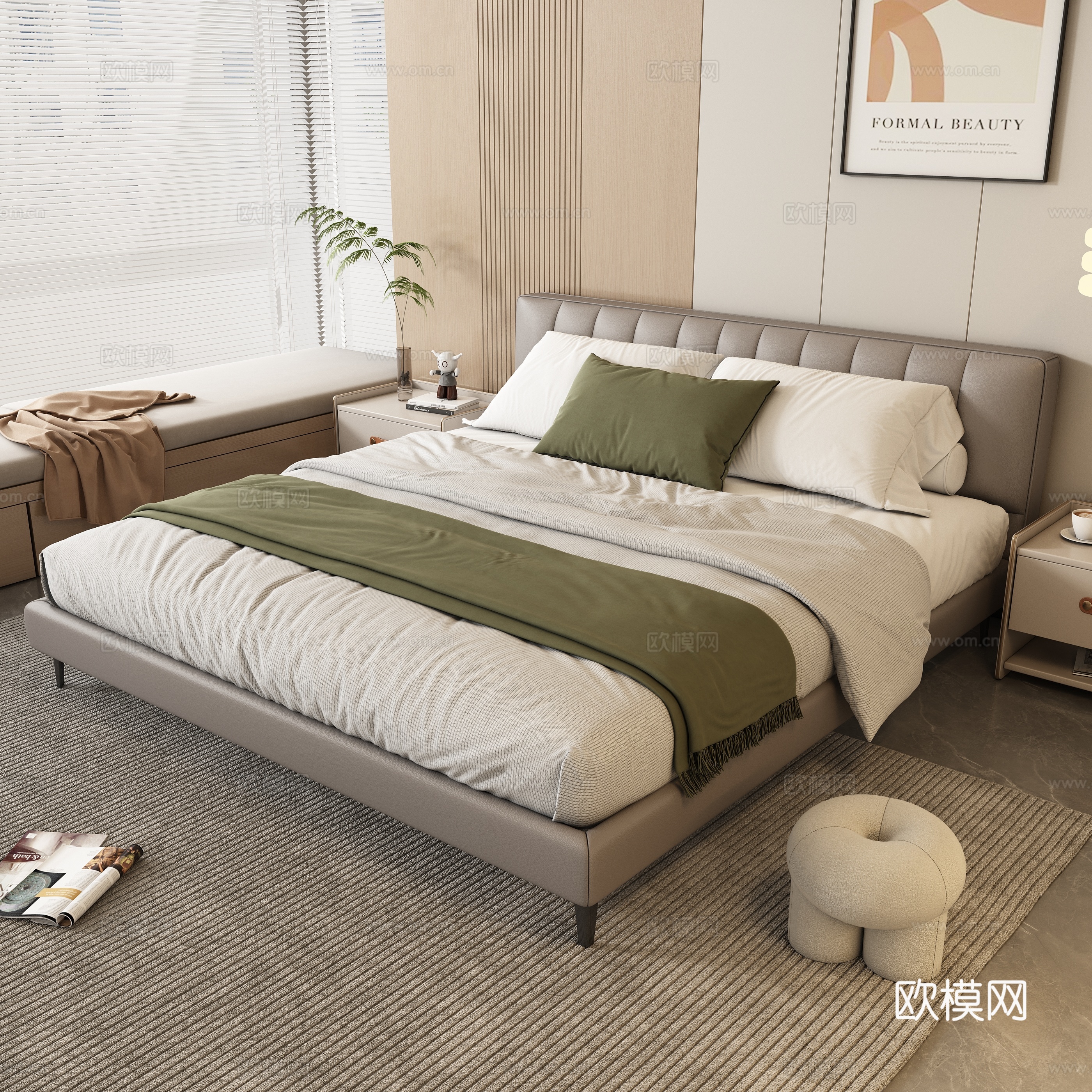Modern double bed 3d model