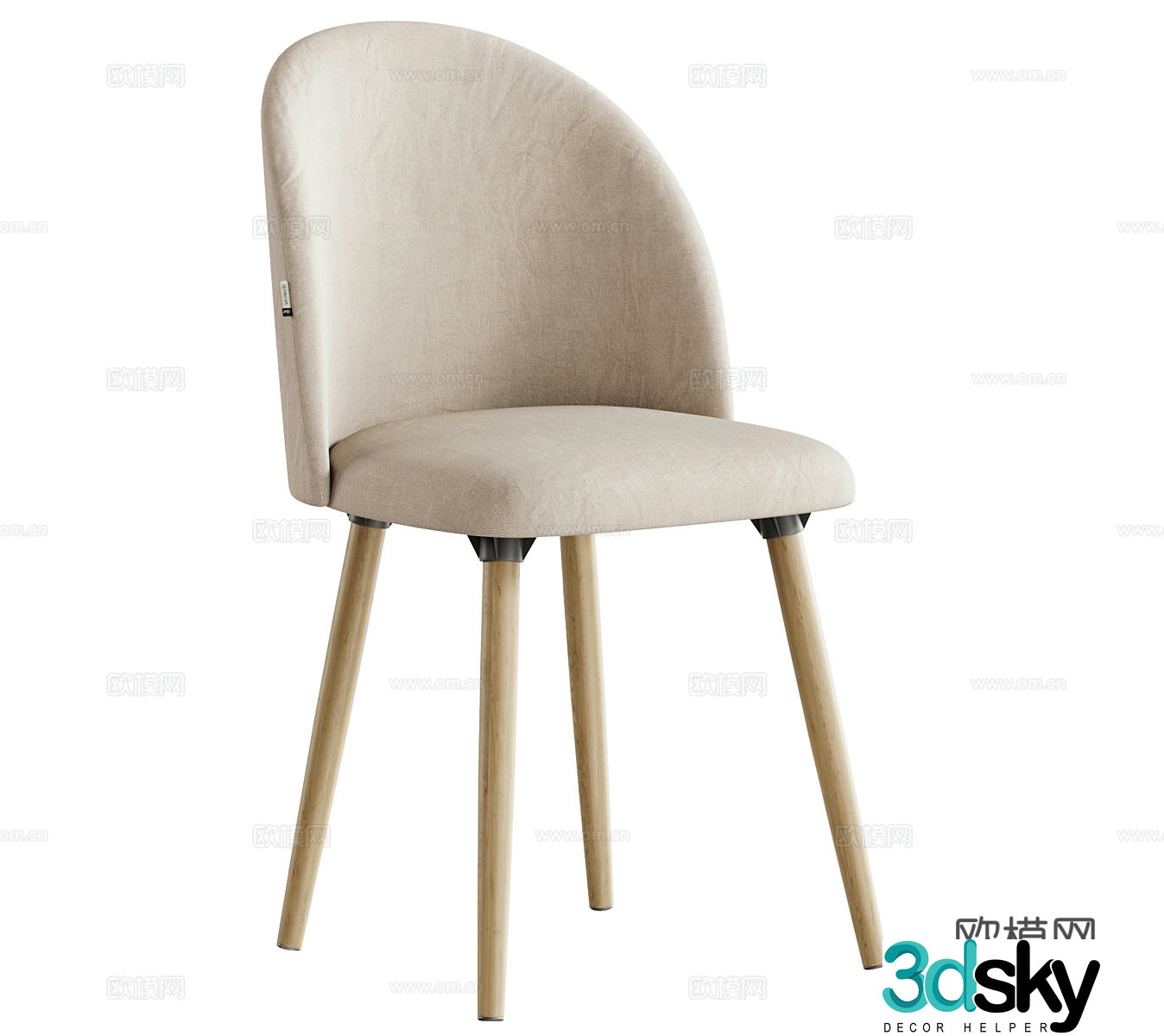 Fabric dining chair Fabric single chair Fabric leisure chair Fabric backrest chair Fabric book chair Courtyard single 3D model