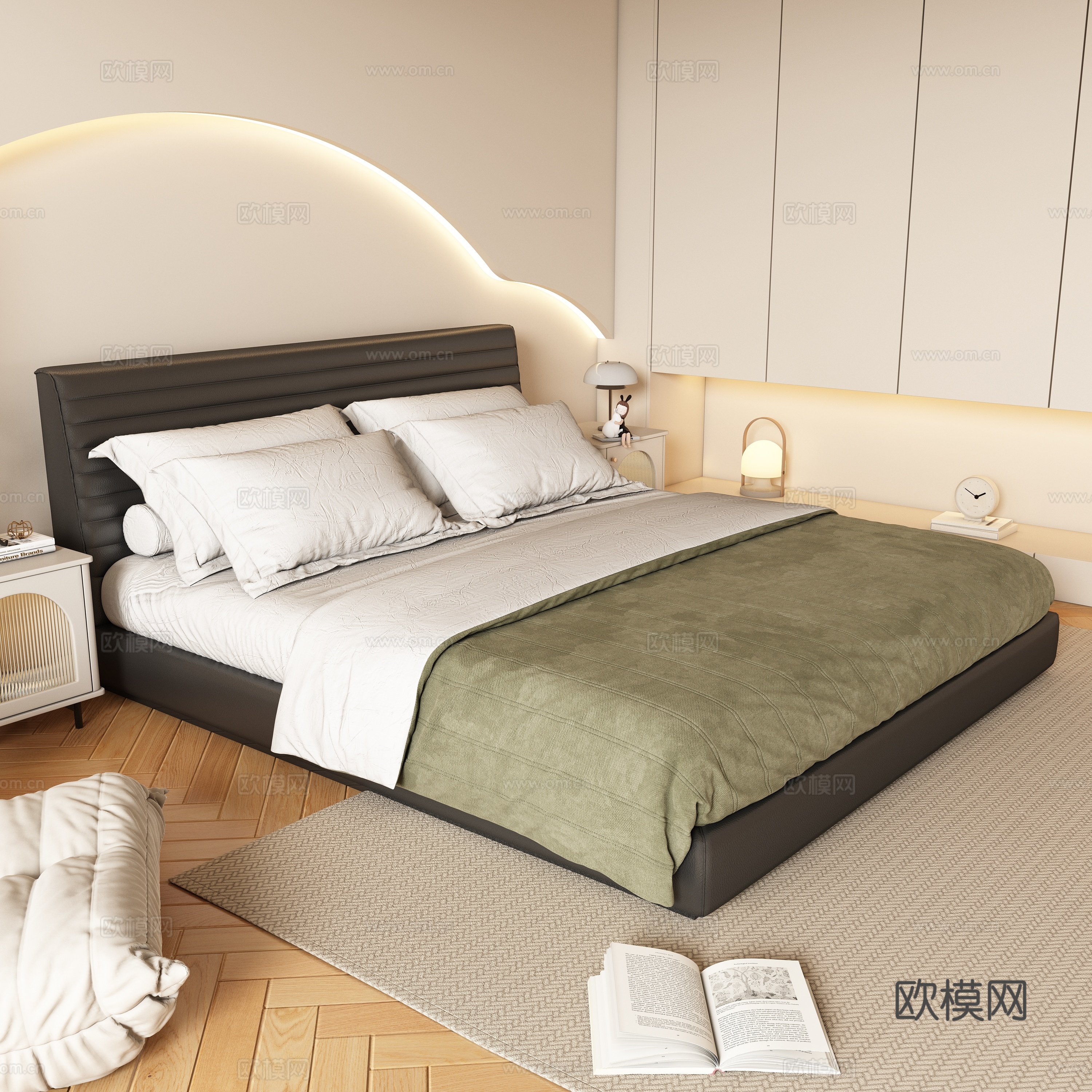 Modern double bed 3d model