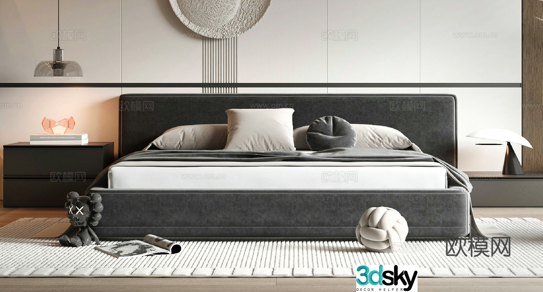 Italian double bed 3d model