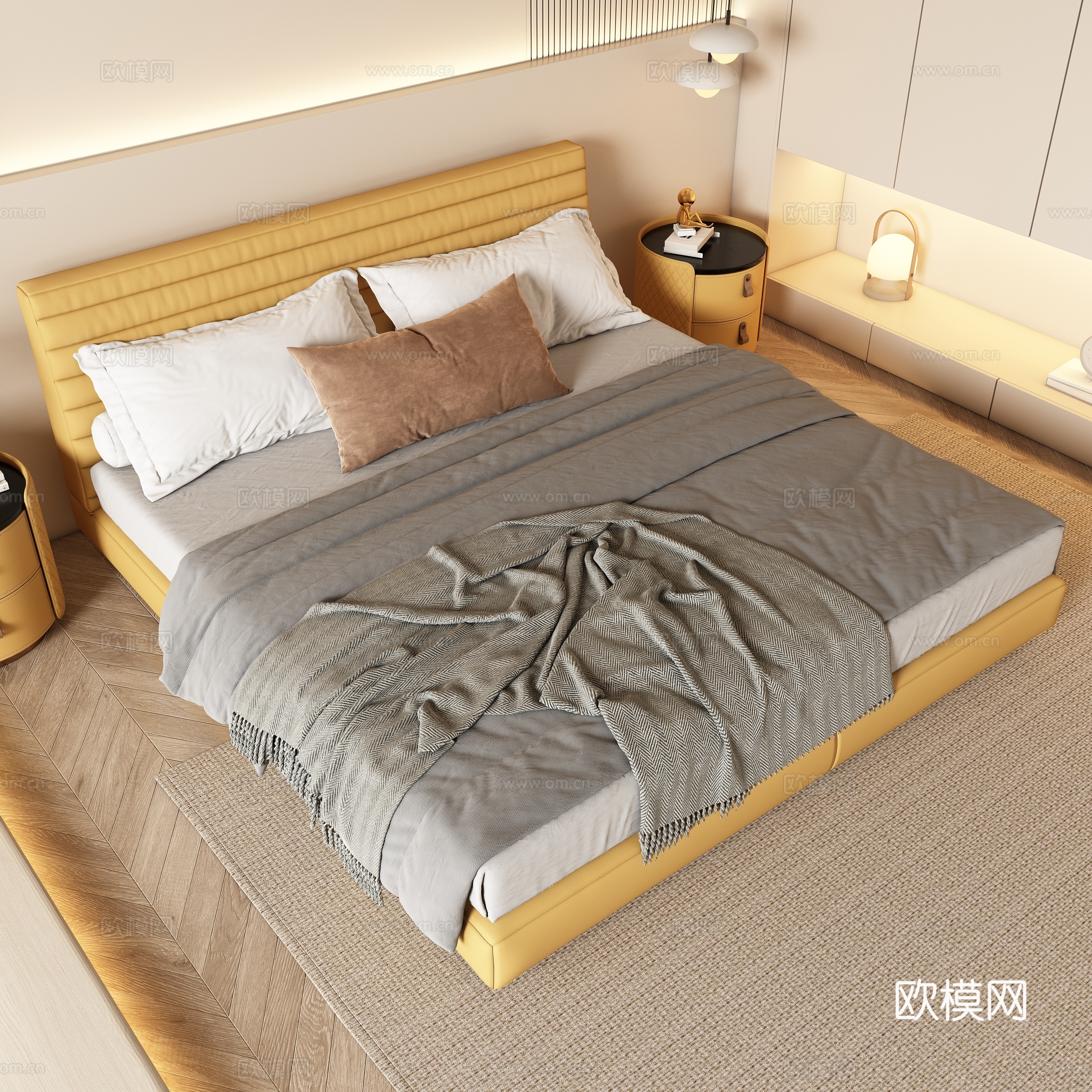 Modern double bed 3d model