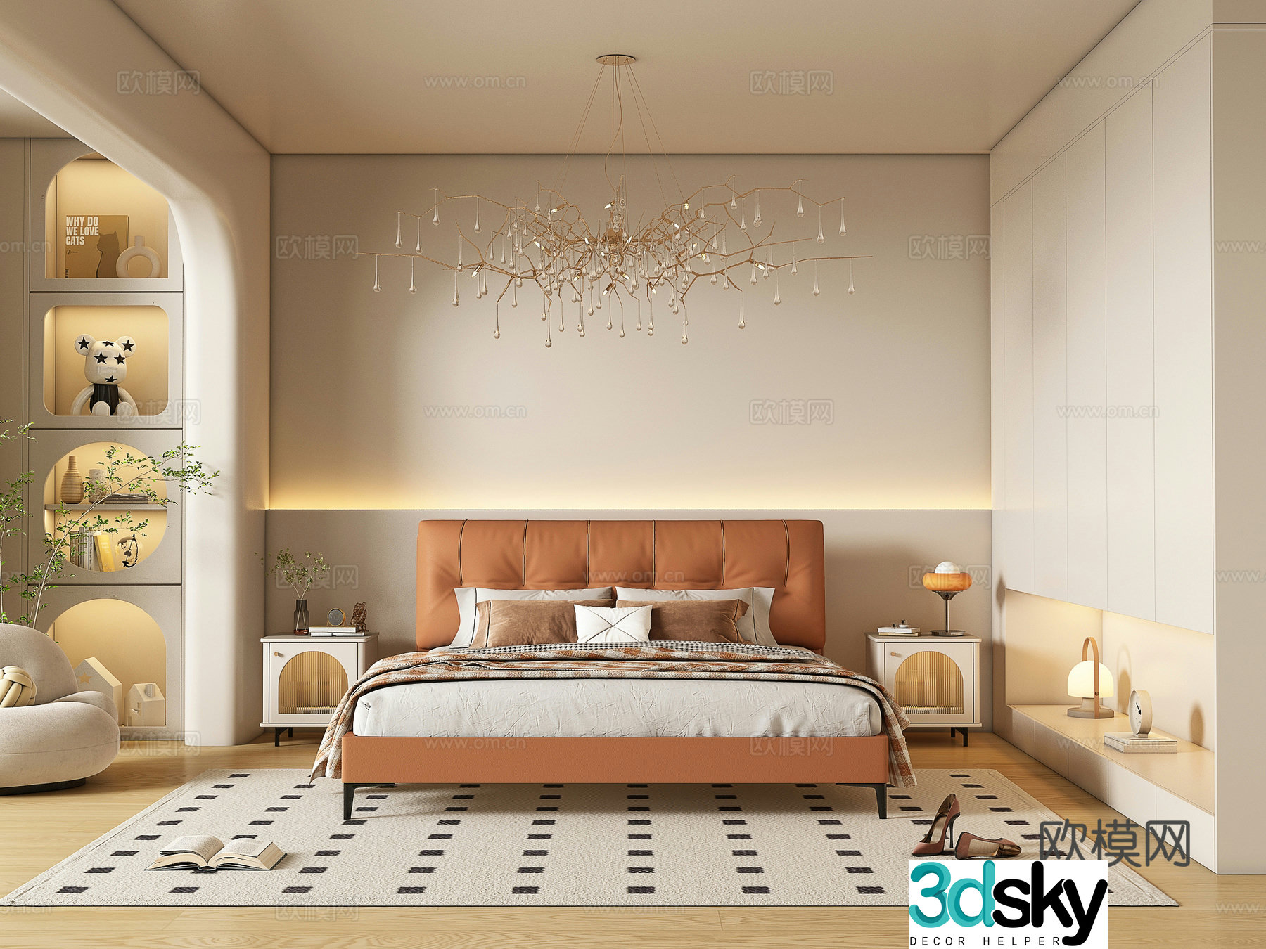 Modern double bed 3d model