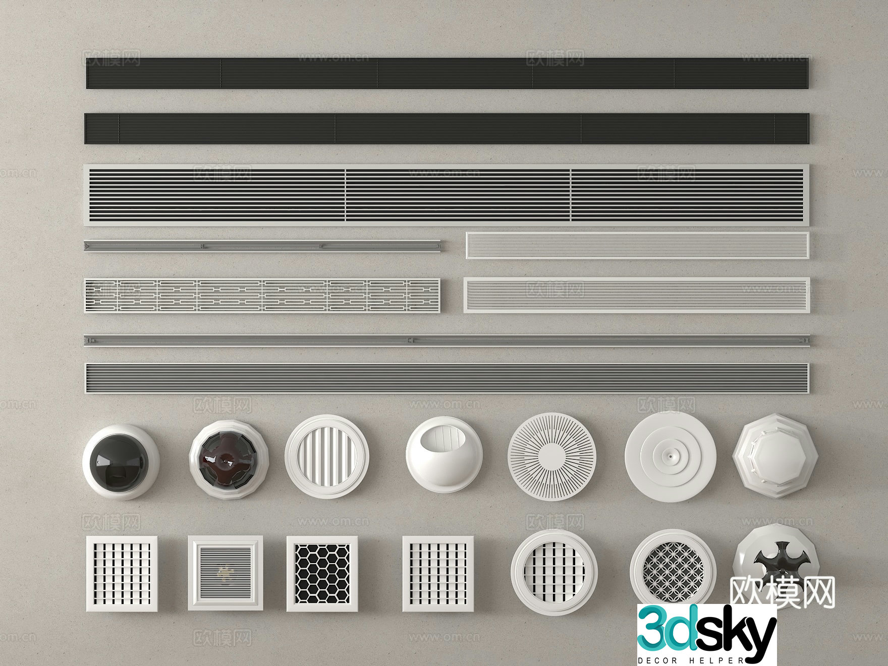 Air conditioning air outlet ventilation outlet circular air outlet 3D model