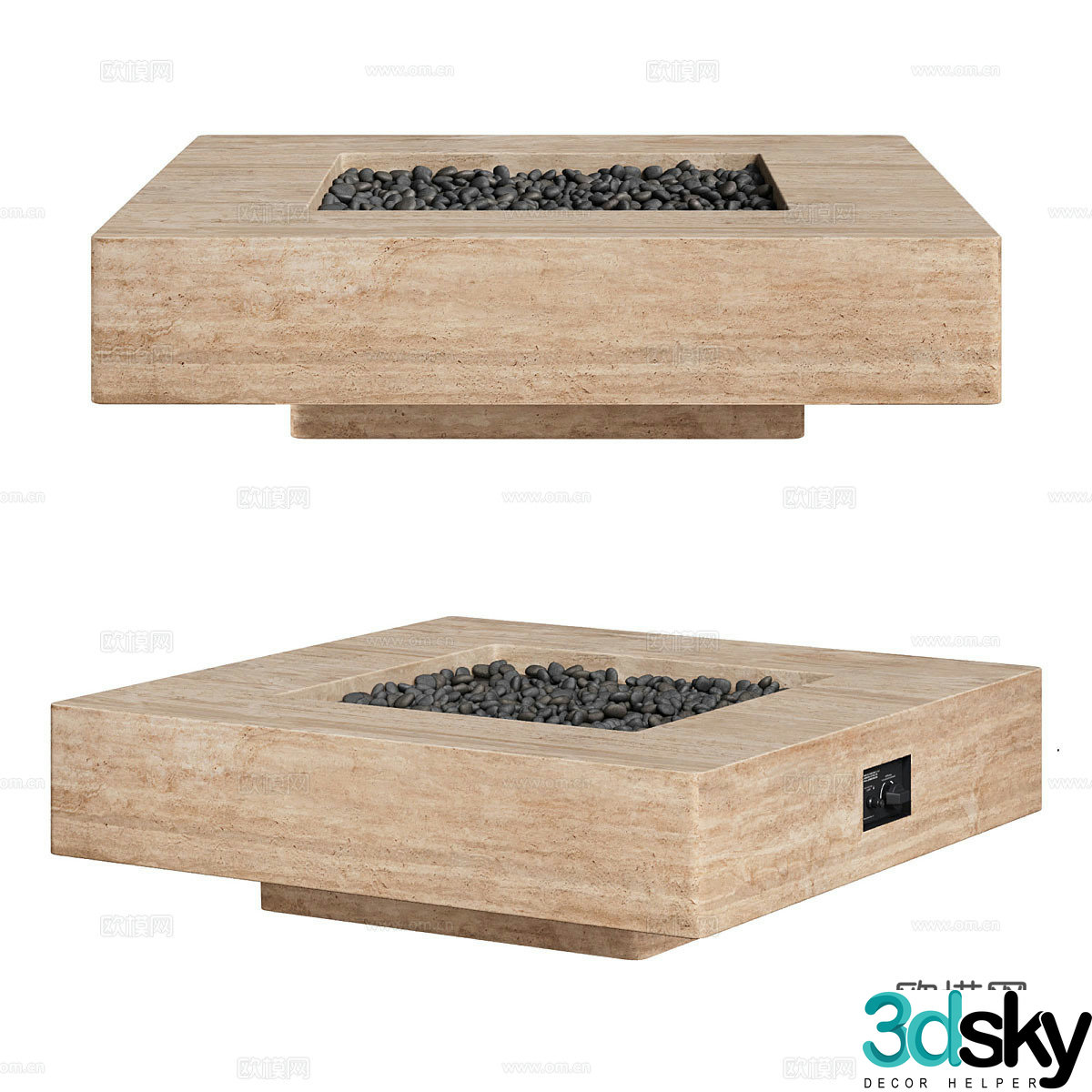Outdoor Fireplace MASON SQUARE FIRE TABLE3d Model