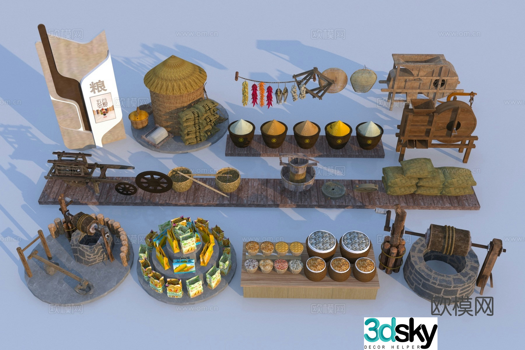 Modern rural sketch Farming booth 3D model