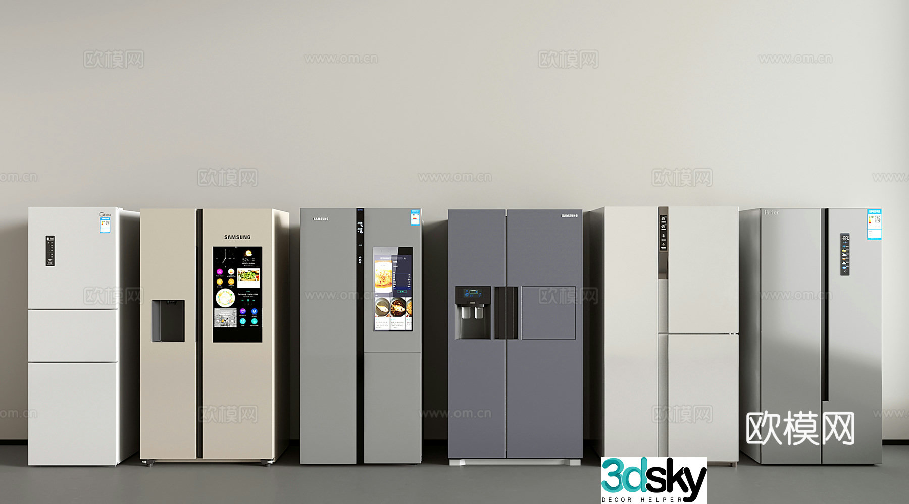 Modern refrigerator combination single door refrigerator double door refrigerator three door refrigerator four door refrigerator 3D model