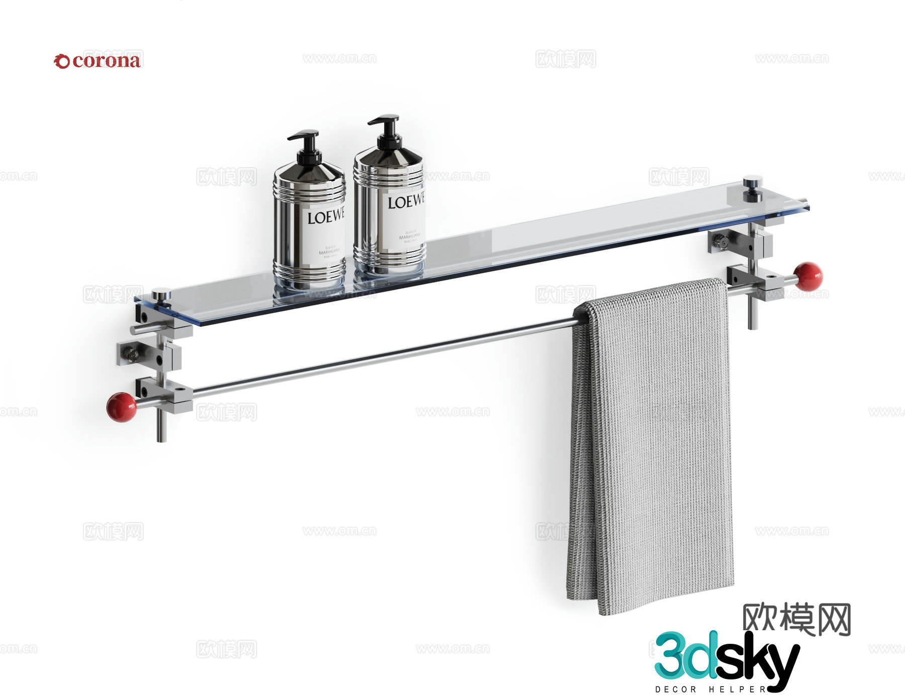 Aluminum profile bathroom rack 3d model