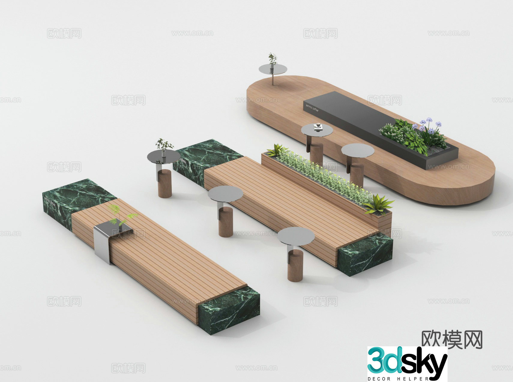 Outdoor chairs Park seats Public seats Landscape seats 3d model