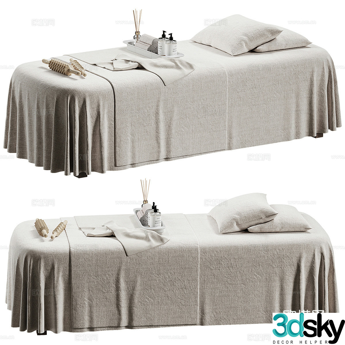 Modern Cream Feng Shui Massage Bed 3D Model