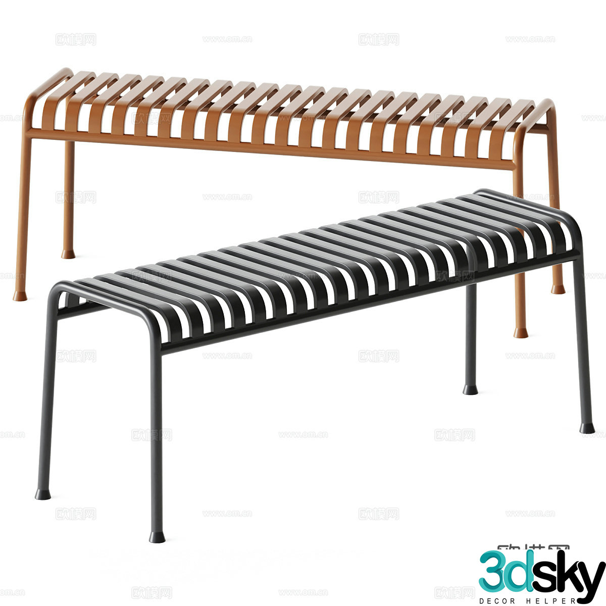 Modern metal bench 3d model