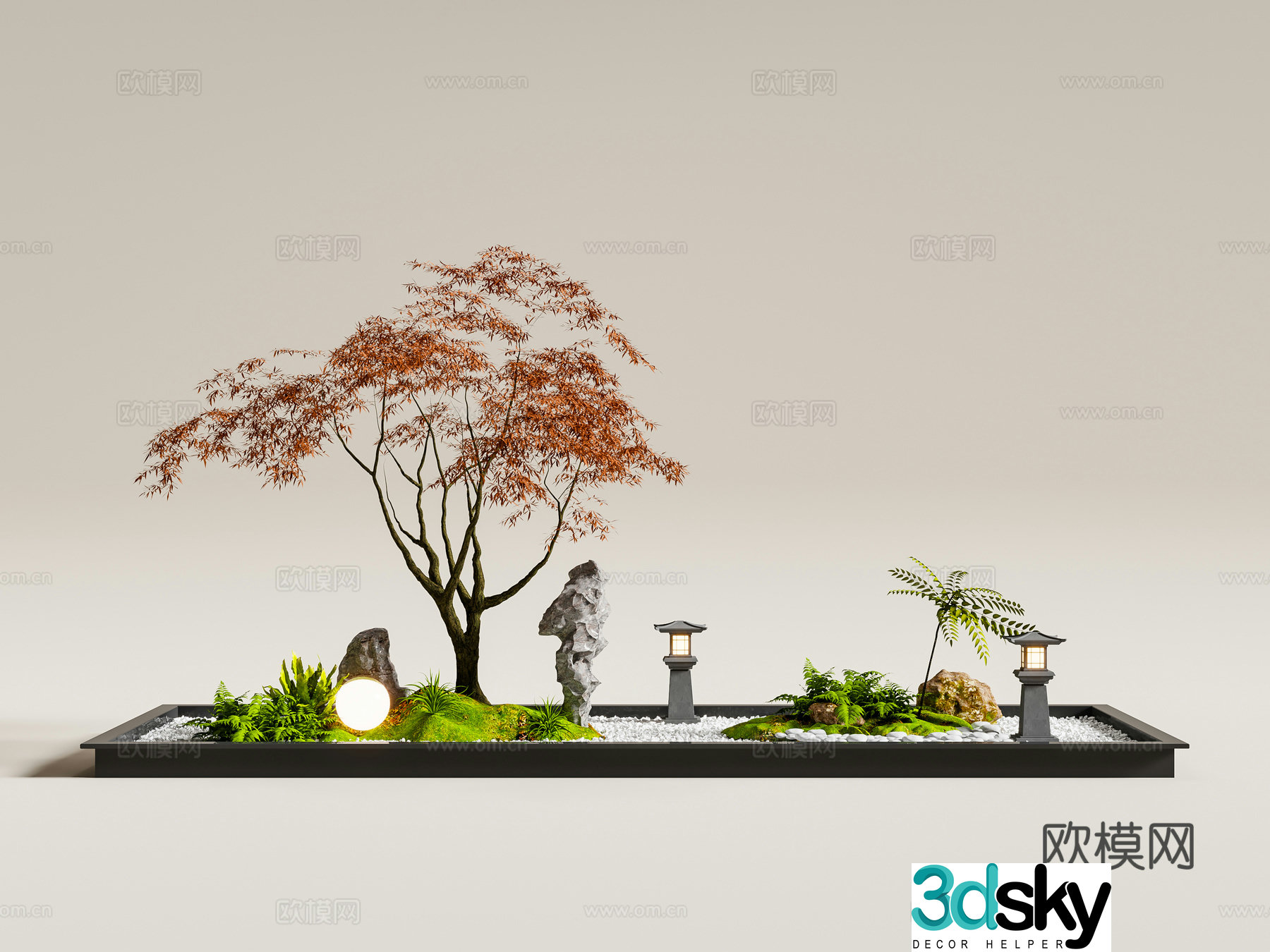 New Chinese landscape sketch Plant landscaping Landscape 3D model