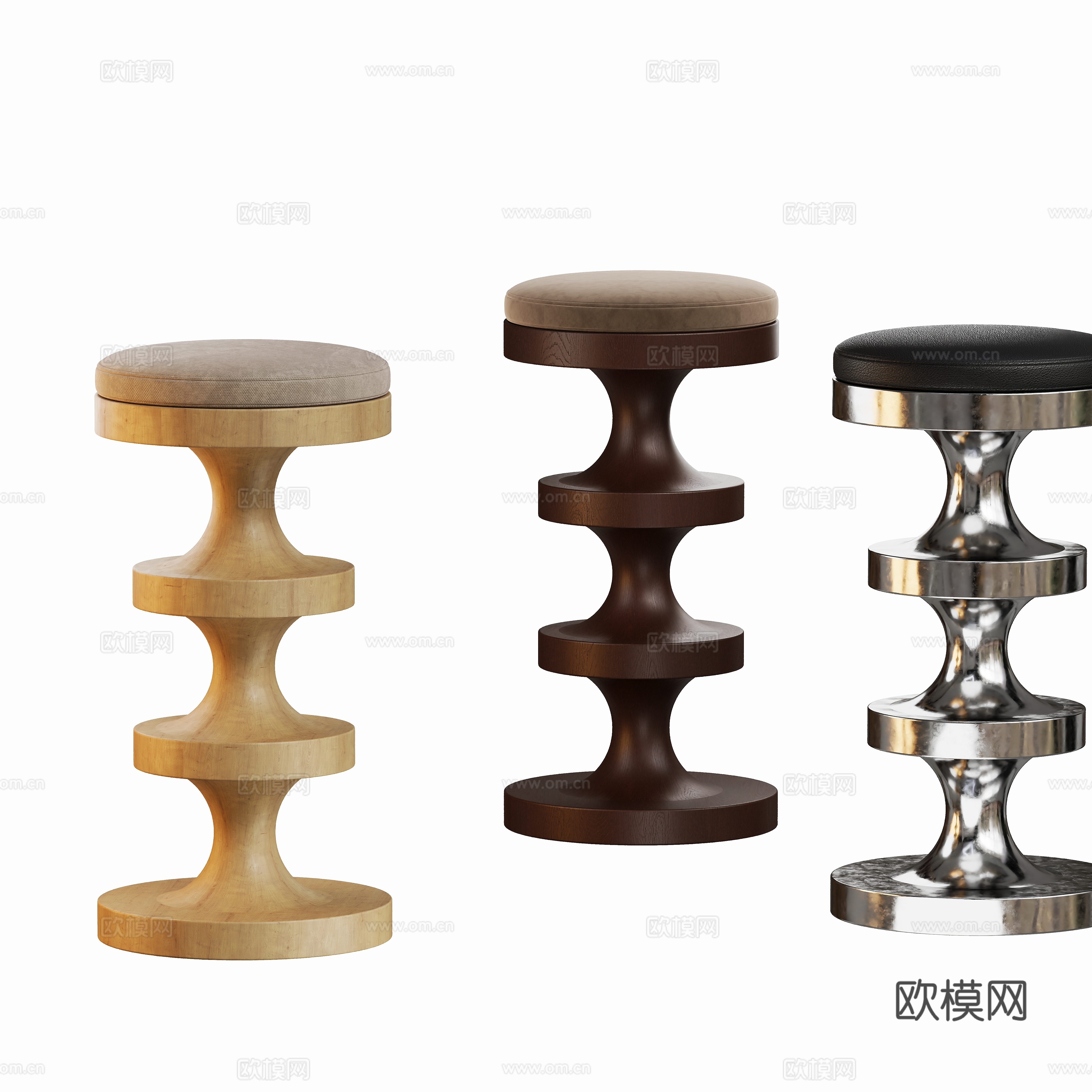 Middle-aged original bar chair stool 3D model