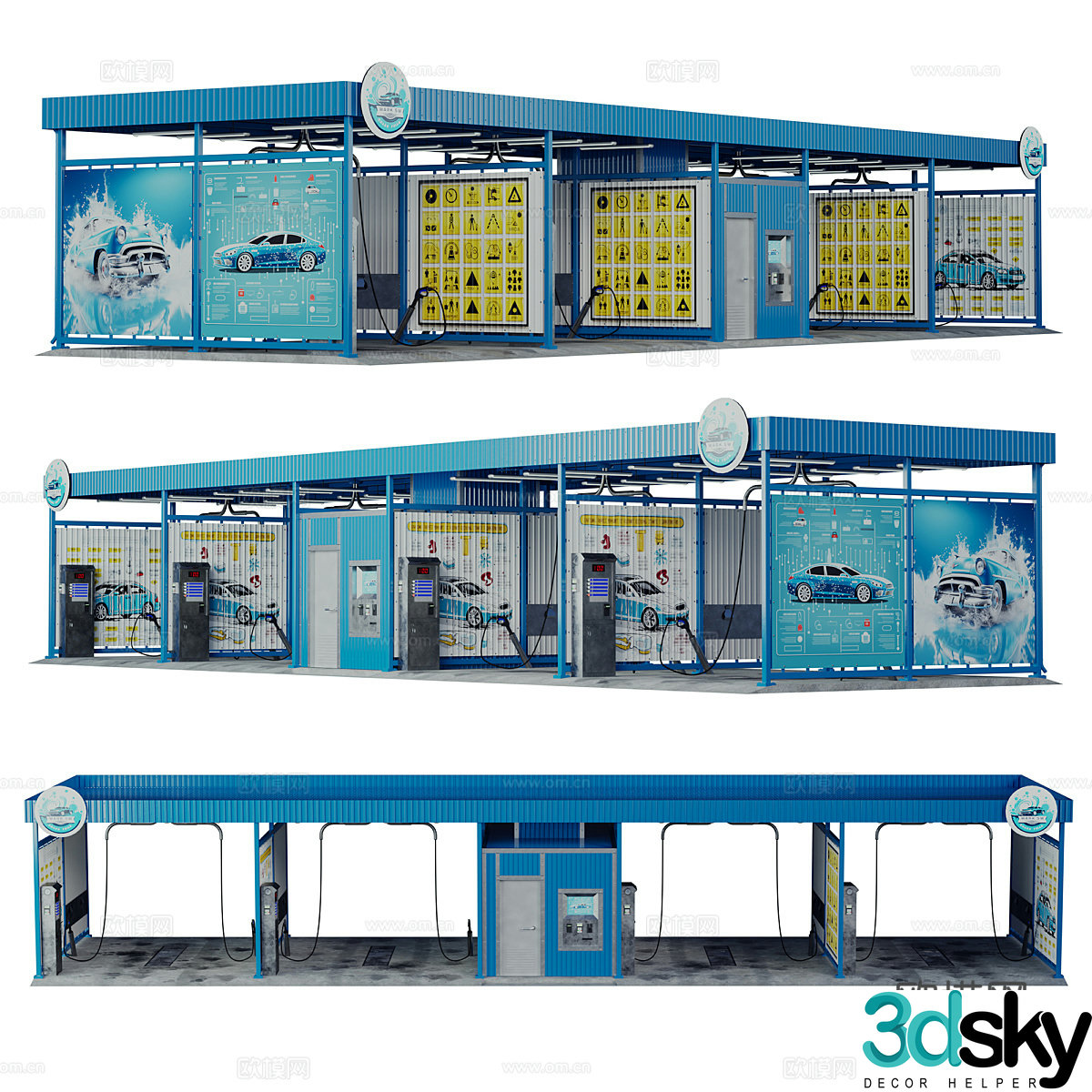 Self-service car wash machine 3d model
